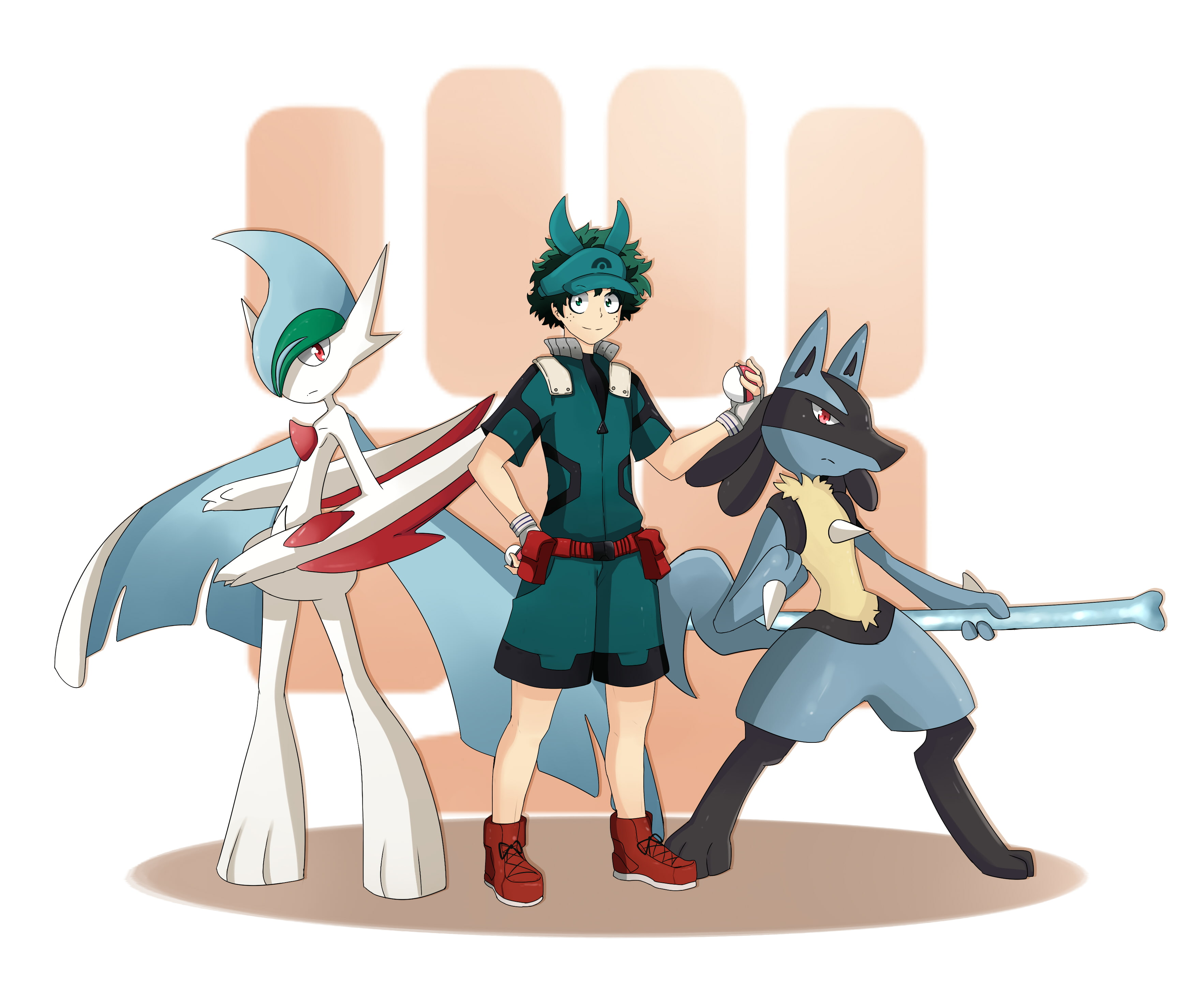 My Hero Academia, Izuku Midoriya, Lucario (Pokémon), Crossover, Gallade (Pokémon), Anime, 2K, Pokémon, HD Wallpaper