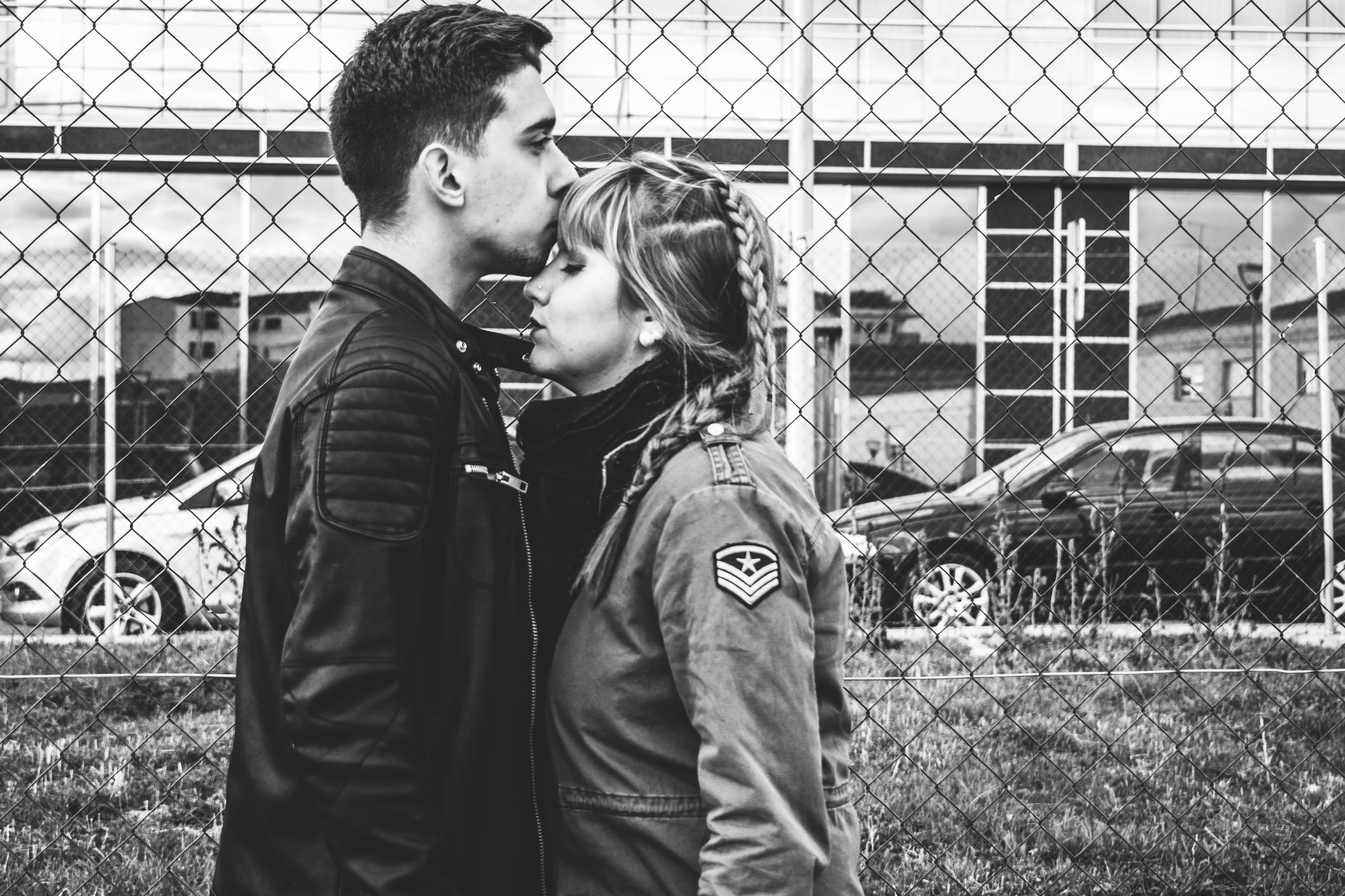 photography, young men, woman, two People, kissing, couple, happiness, young women, love, guy, real people, casual clothing, male, agriculture, standing, HD Wallpaper