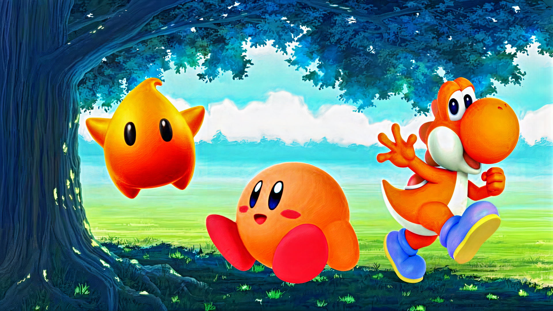 1080P, Kirby, Yoshi, Luma (Mario Bros. Character), HD Wallpaper