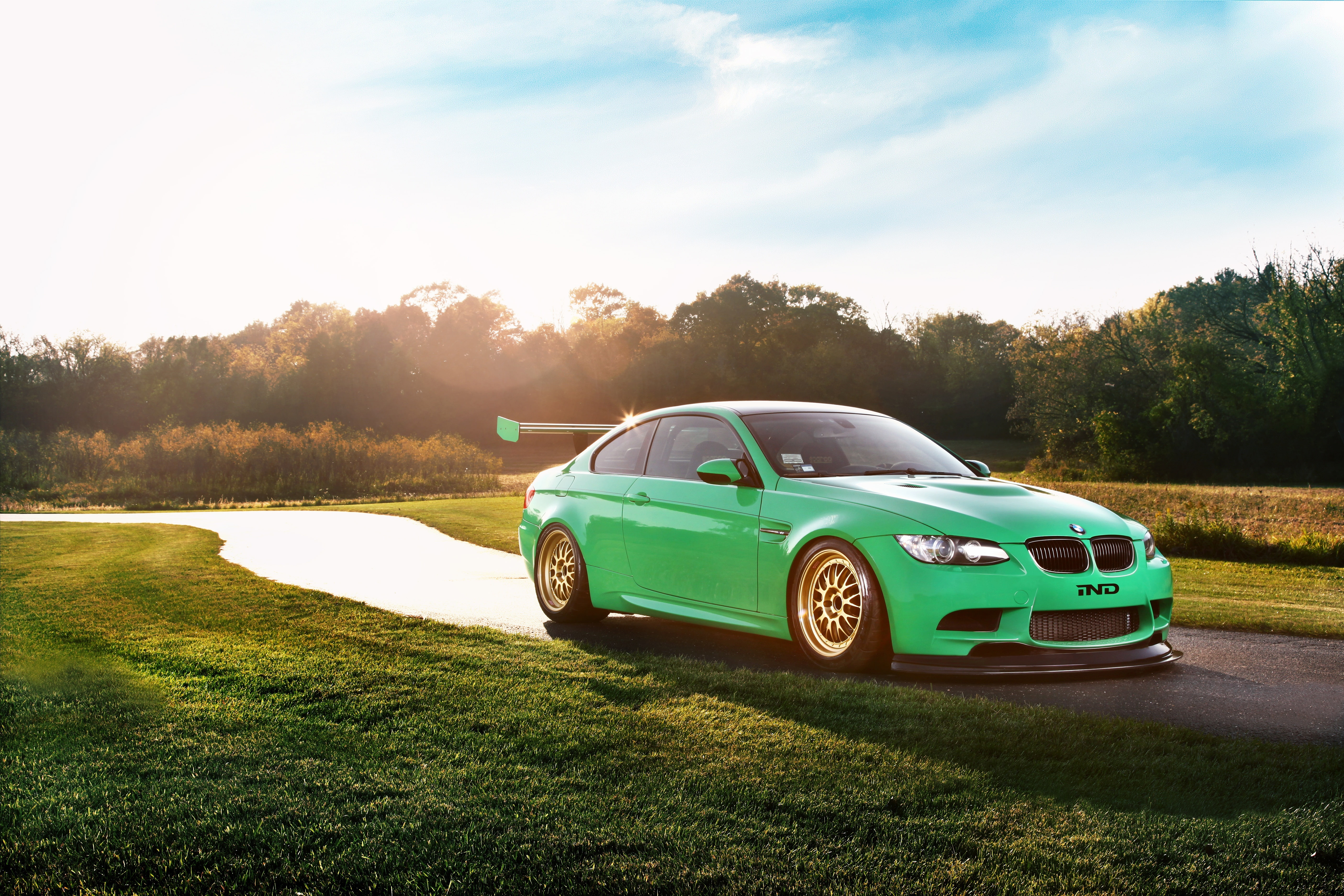tree, race car, transportation, engine, grass, green color, green, mode of Transport, land, motor Vehicle, reflection, design, land Vehicle, nature, sports Car, HD Wallpaper