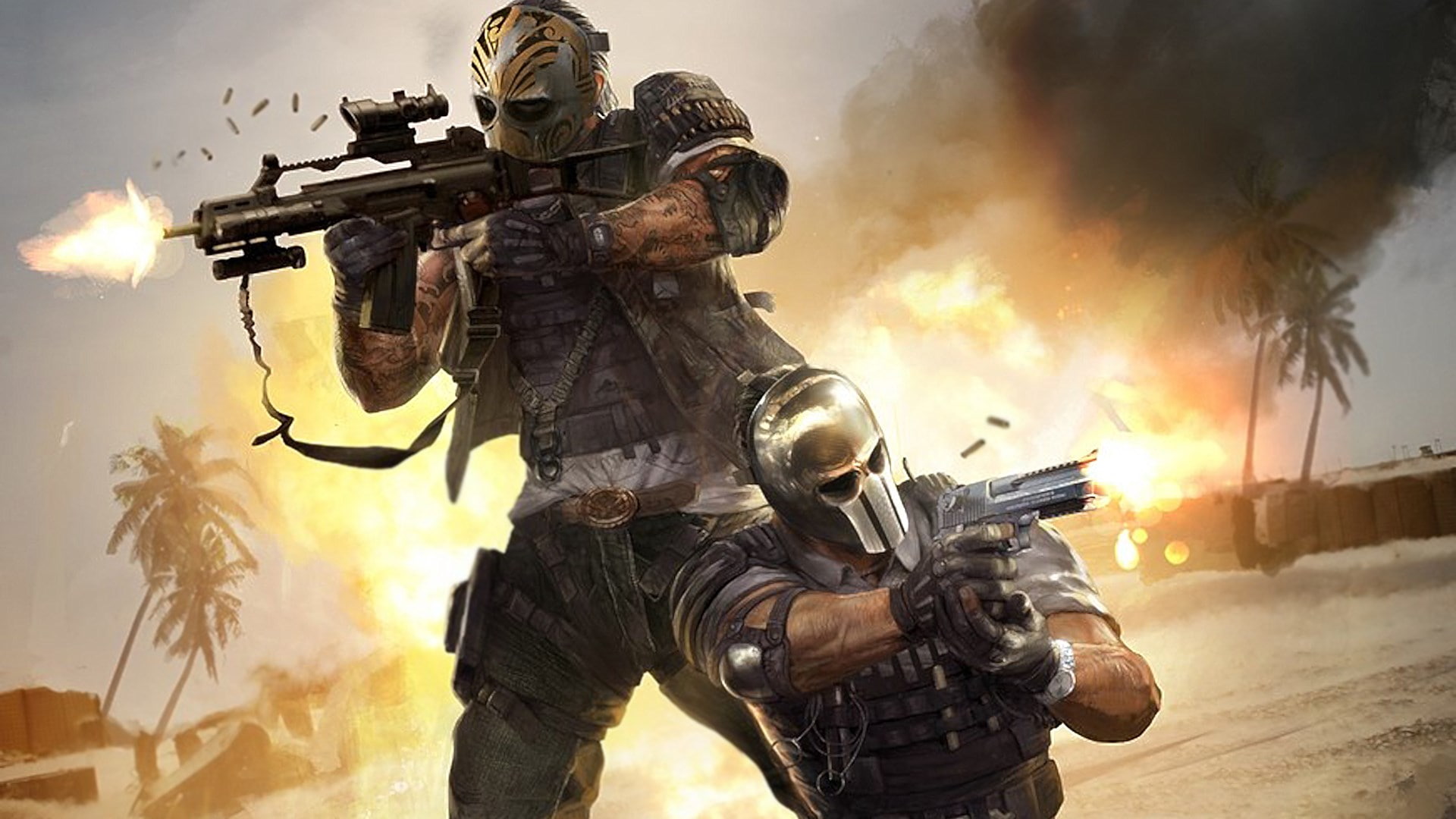1080P, adult, protection, fighting, machine gun, weapon, armed forces, special forces, army soldier, army of two the devils cartel, conflict, aggression, HD Wallpaper