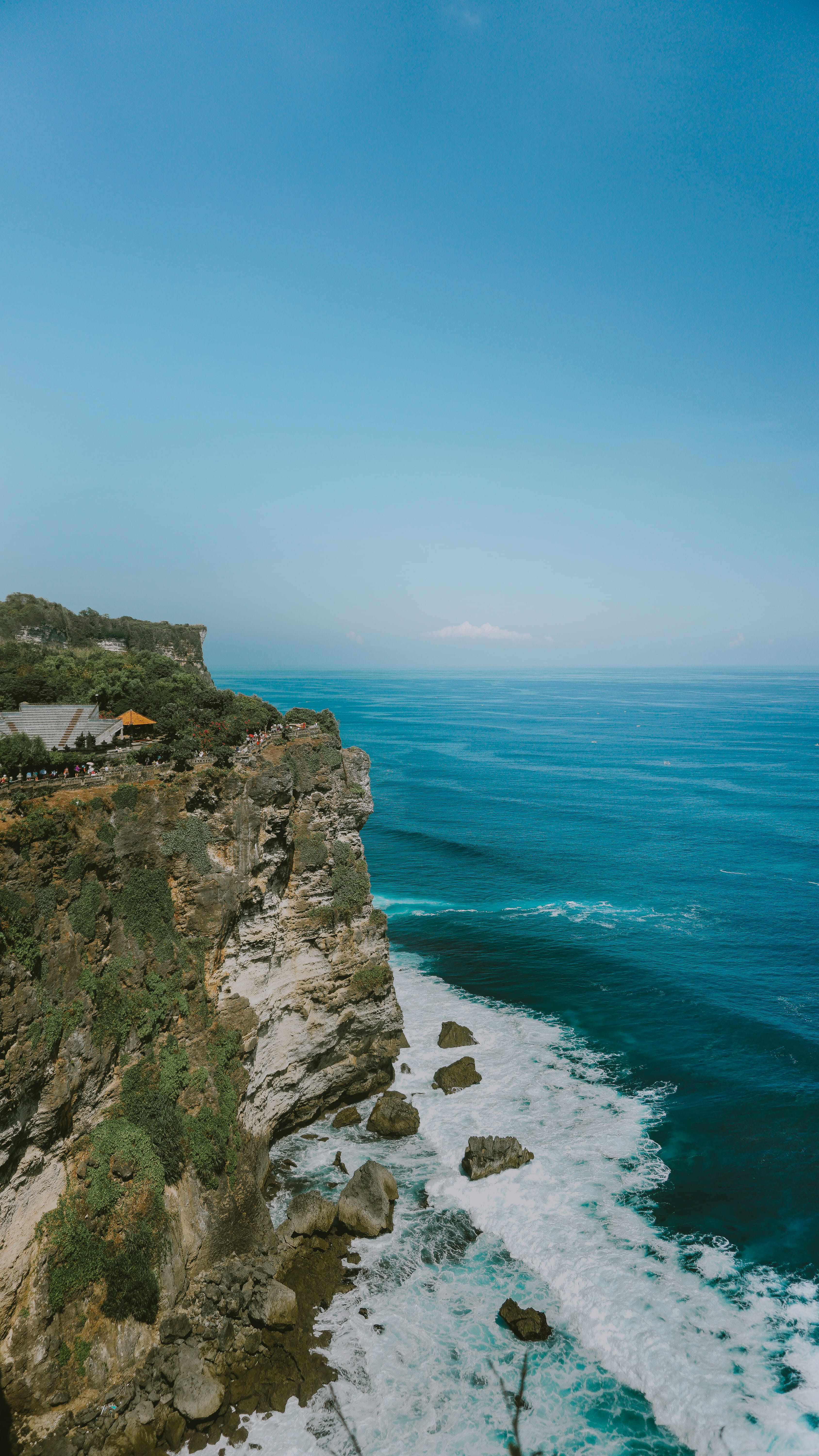 blue, beauty in nature, scenics - nature, rocky coastline, day, bali, nature, no people, turquoise colored, water, Uluwatu Temple, beach, rock, horizon, Phone HD Wallpaper
