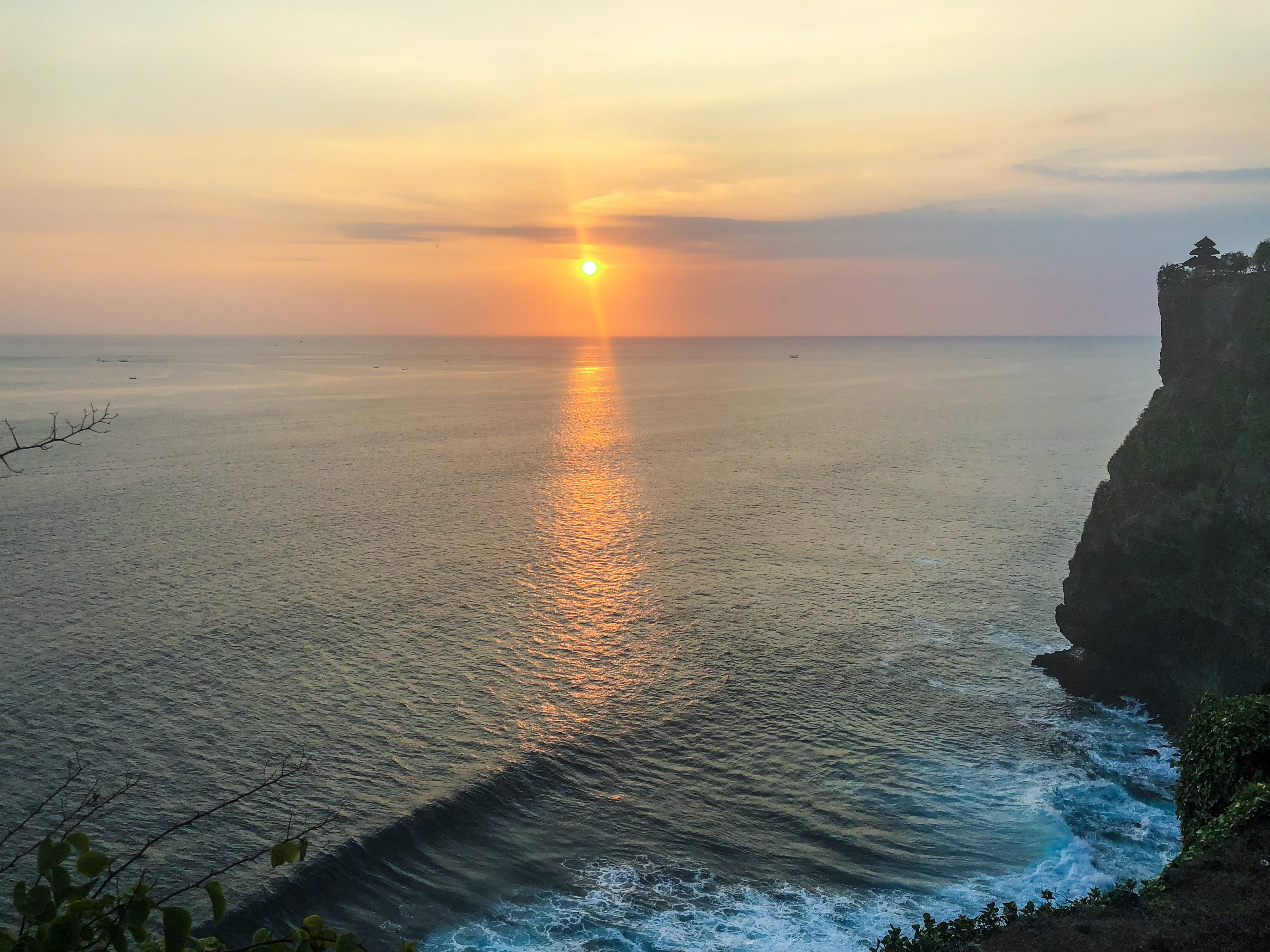 tranquil scene, idyllic, sunset, beach, cliffs, bali, waves, land, outdoors, nature, beauty in nature, scenics - nature, rock, cloud - sky, water, orange color, HD Wallpaper