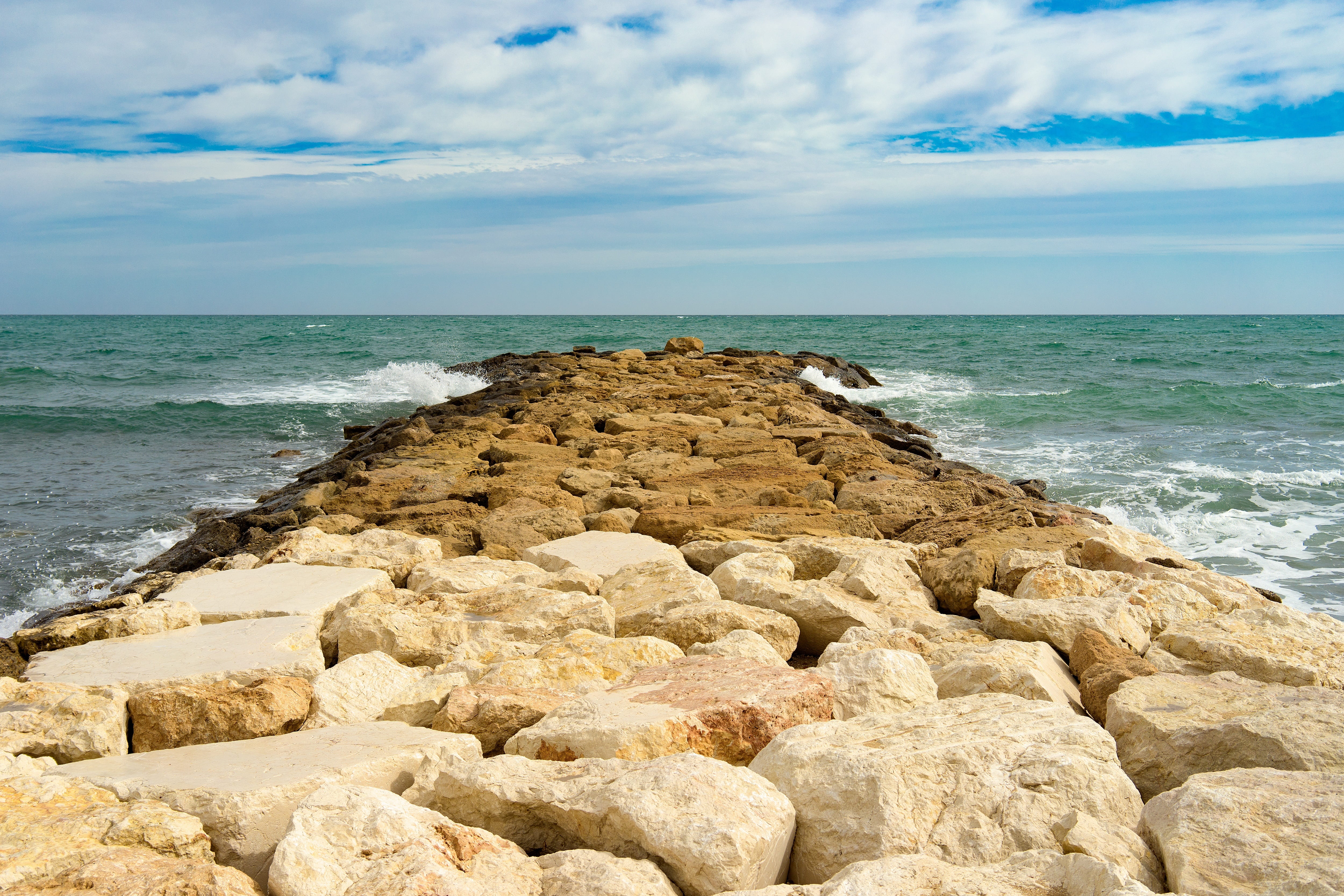 natural, rock, scenics - nature, groyne, outdoors, solid, end, stone, 4K, land, goal, beach, rock - object, leading, travel, beauty in nature, no more, HD Wallpaper