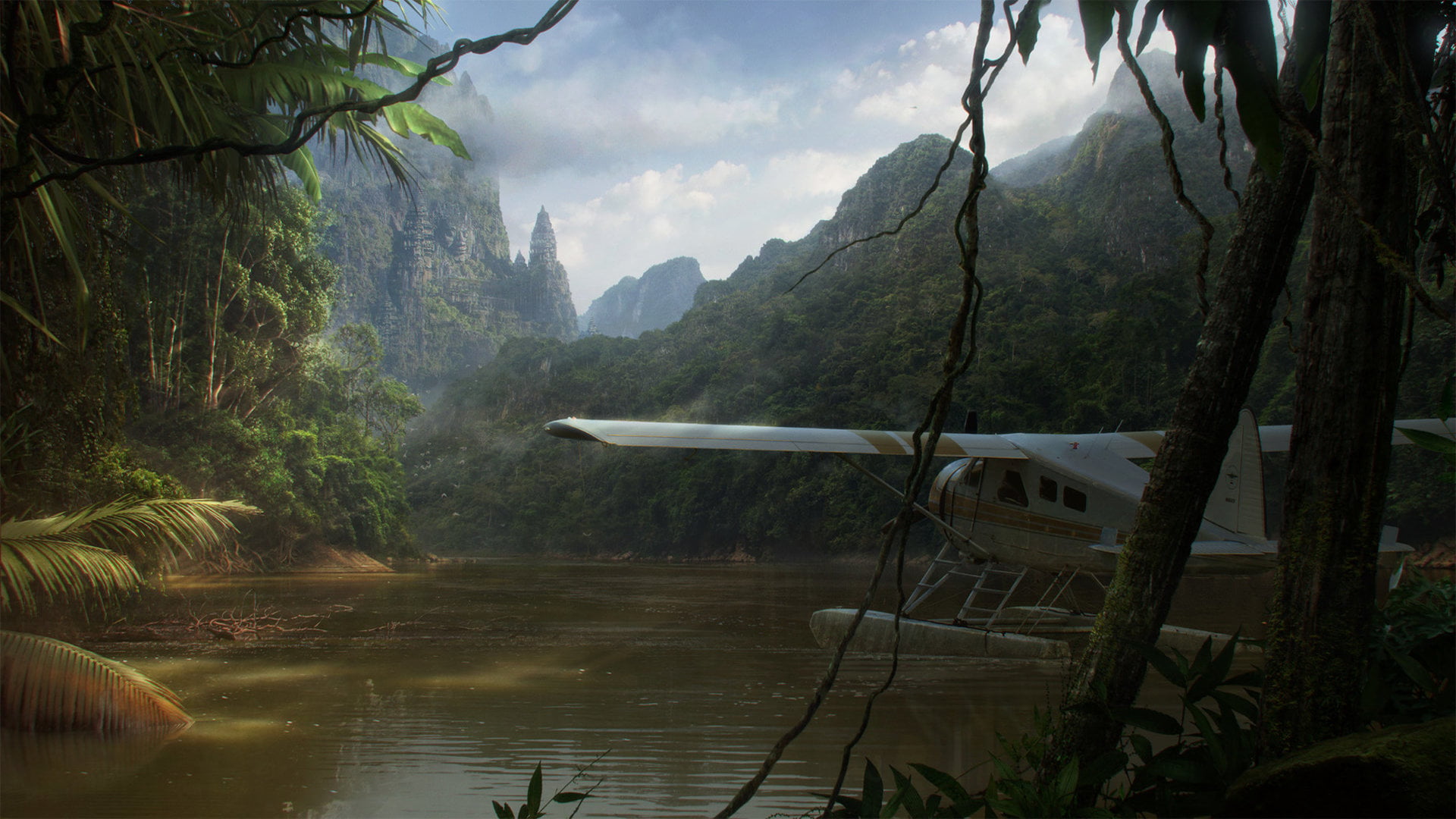 Jungle, 1080P, Landscape, Fantasy, Seaplane, HD Wallpaper