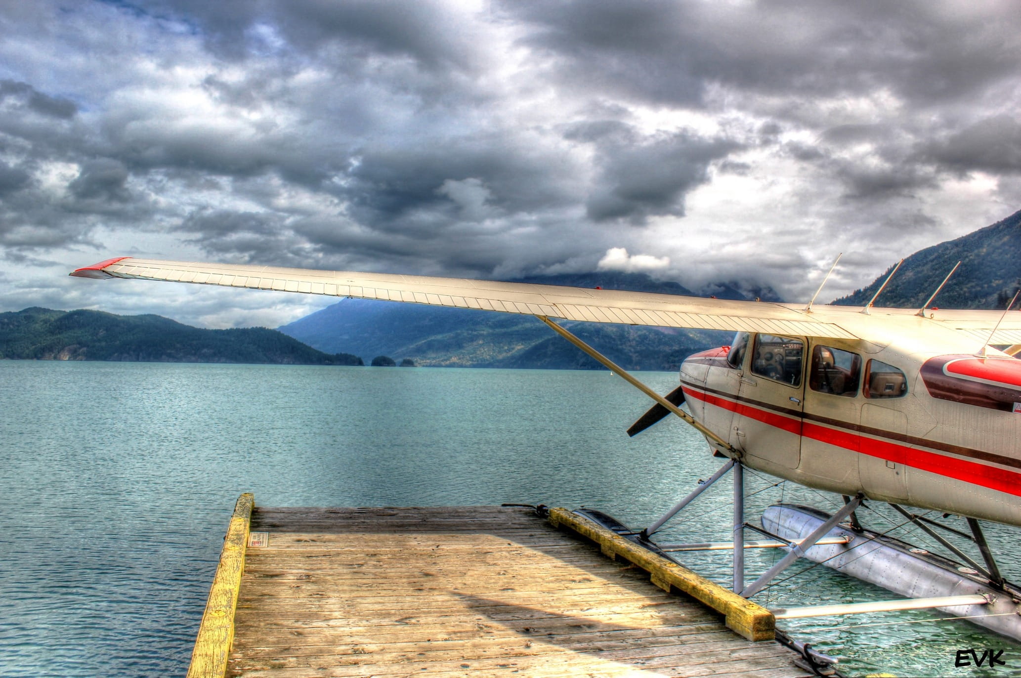 water, transportation, no people, seaplane, sky, mountains, air vehicle, day, clouds, landscape, travel, mountain, nature, mode of transportation, airplane, HD Wallpaper