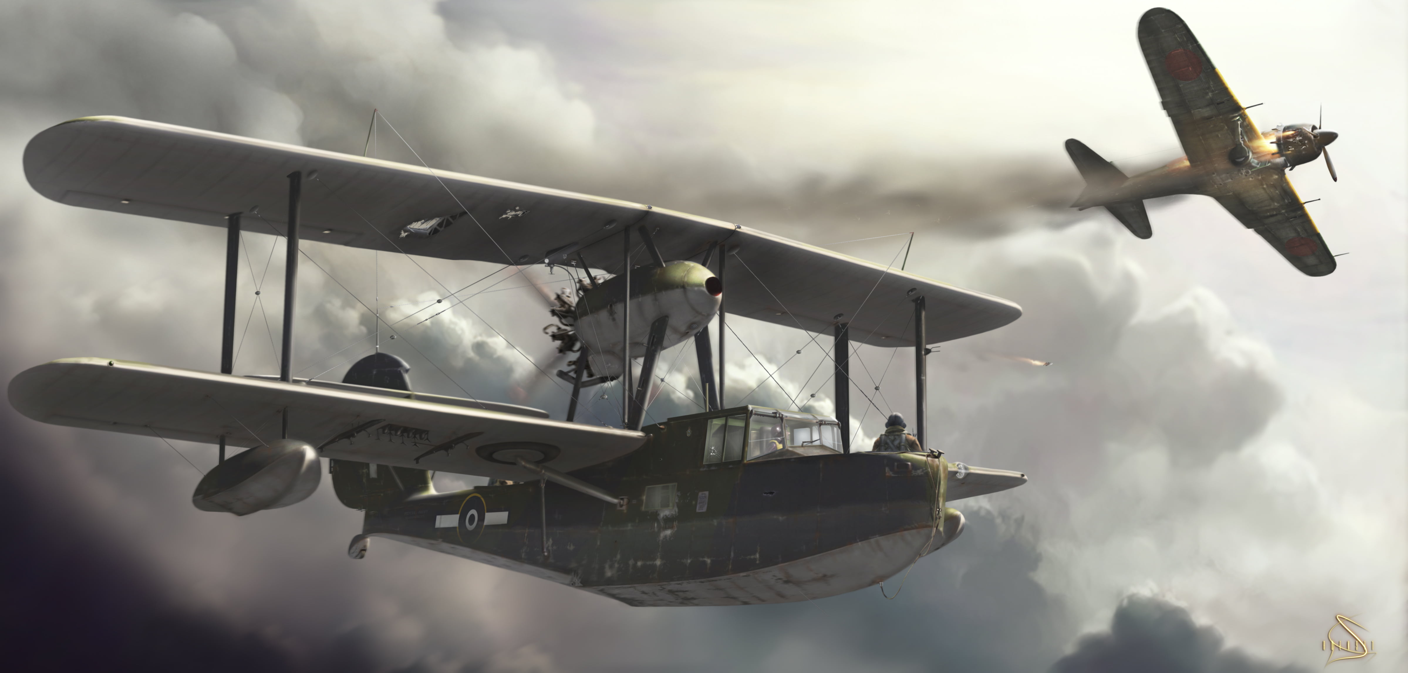 military airplane, day, air force, armed forces, army, mode of transportation, airplane, the sky, Supermarine Walrus, sky, aerospace industry, plane, The plane, HD Wallpaper
