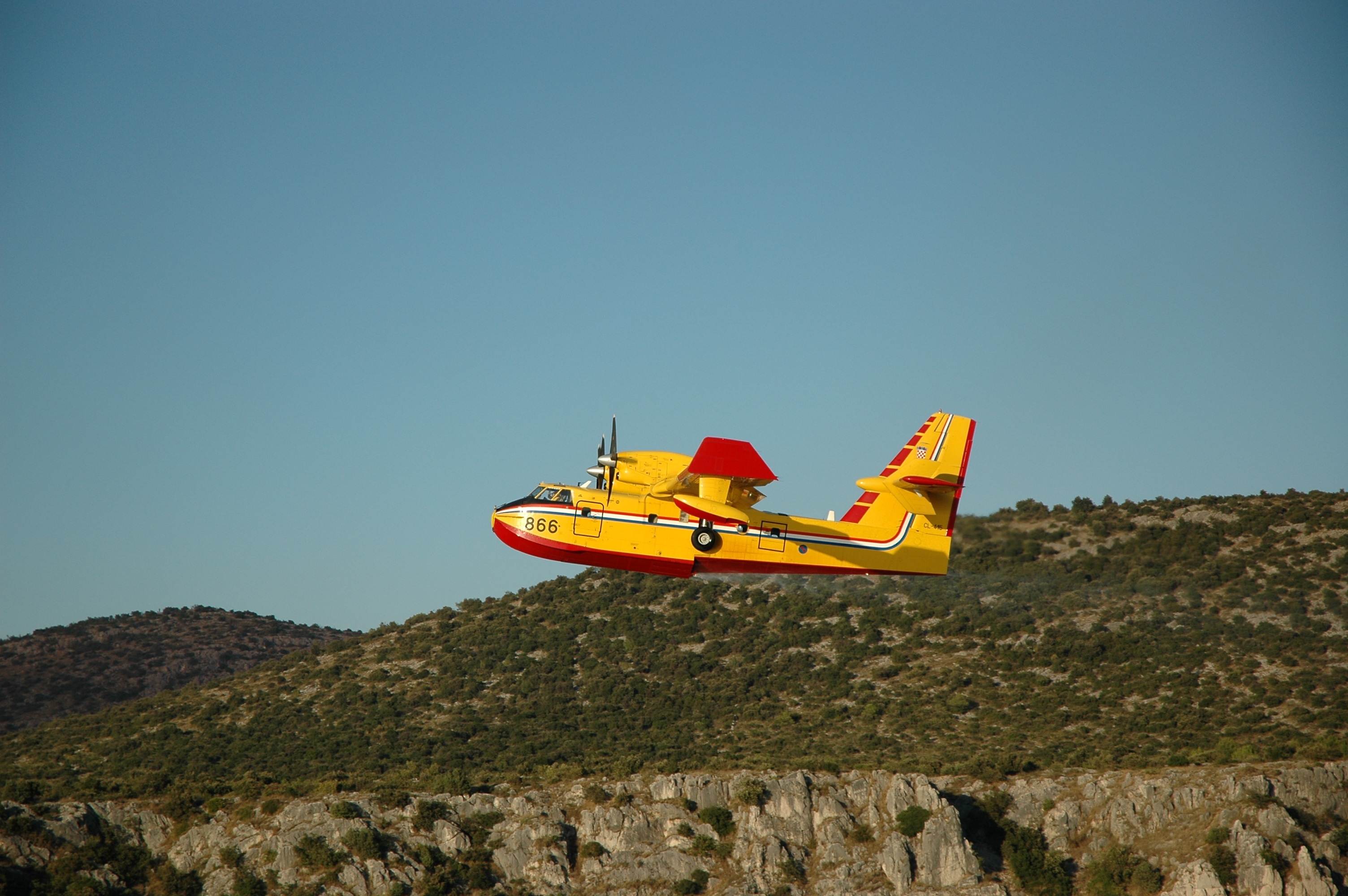 save, copy space, no people, scenics - nature, 2K, blue, travel, clear sky, aircraft, air vehicle, transportation, flying, yellow, seaplane, sky, airplane, HD Wallpaper