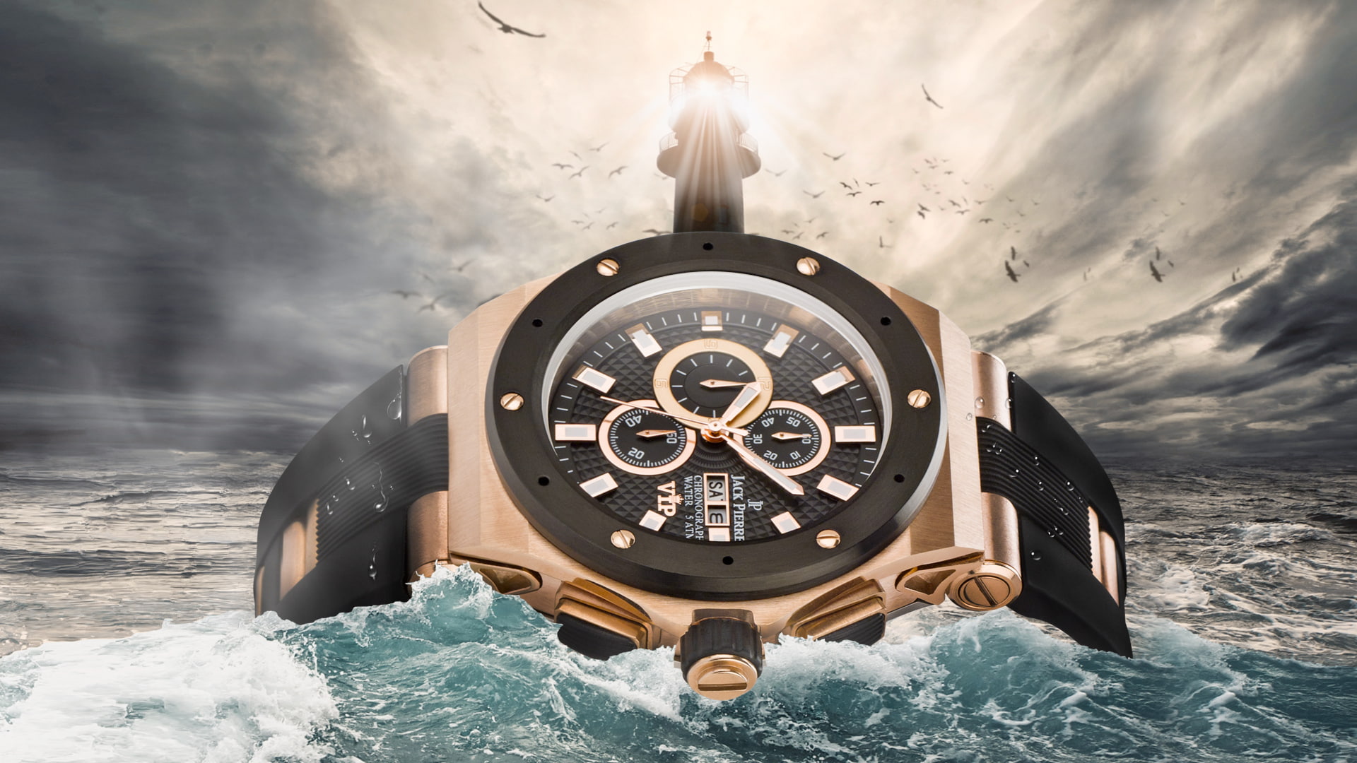 watch, Lighthouse, Jack Pierre, water, 1080P, HD Wallpaper
