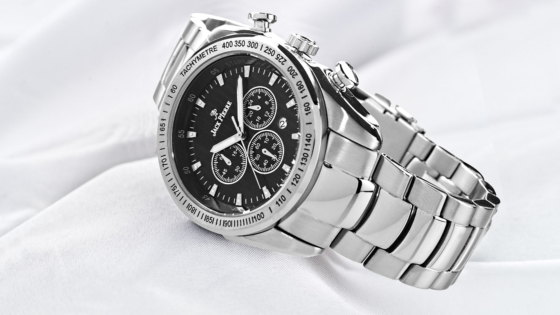 metal, Jack Pierre, black, 1080P, watch, seilver, white, HD Wallpaper