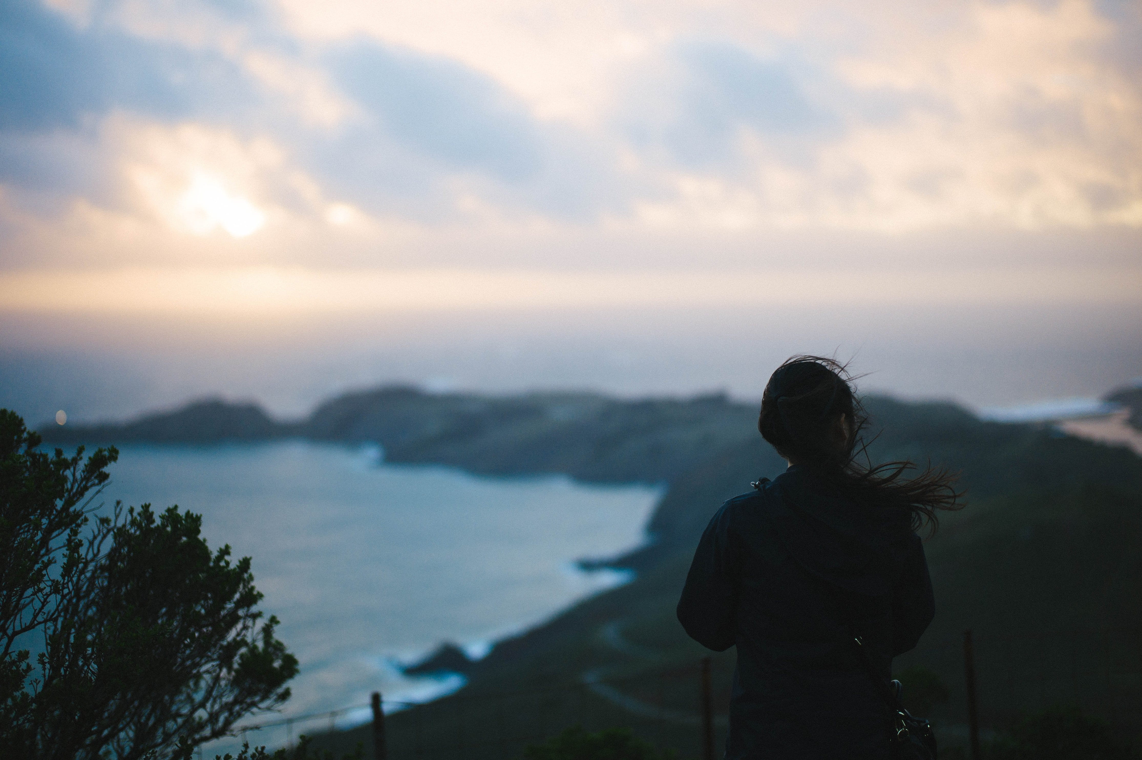 Ocean, leisure activity, outdoors, contemplation, Travel, watching, nature, looking, Trip, one person, Sunset, cloud - sky, Earth, Nature and Landscapes, HD Wallpaper
