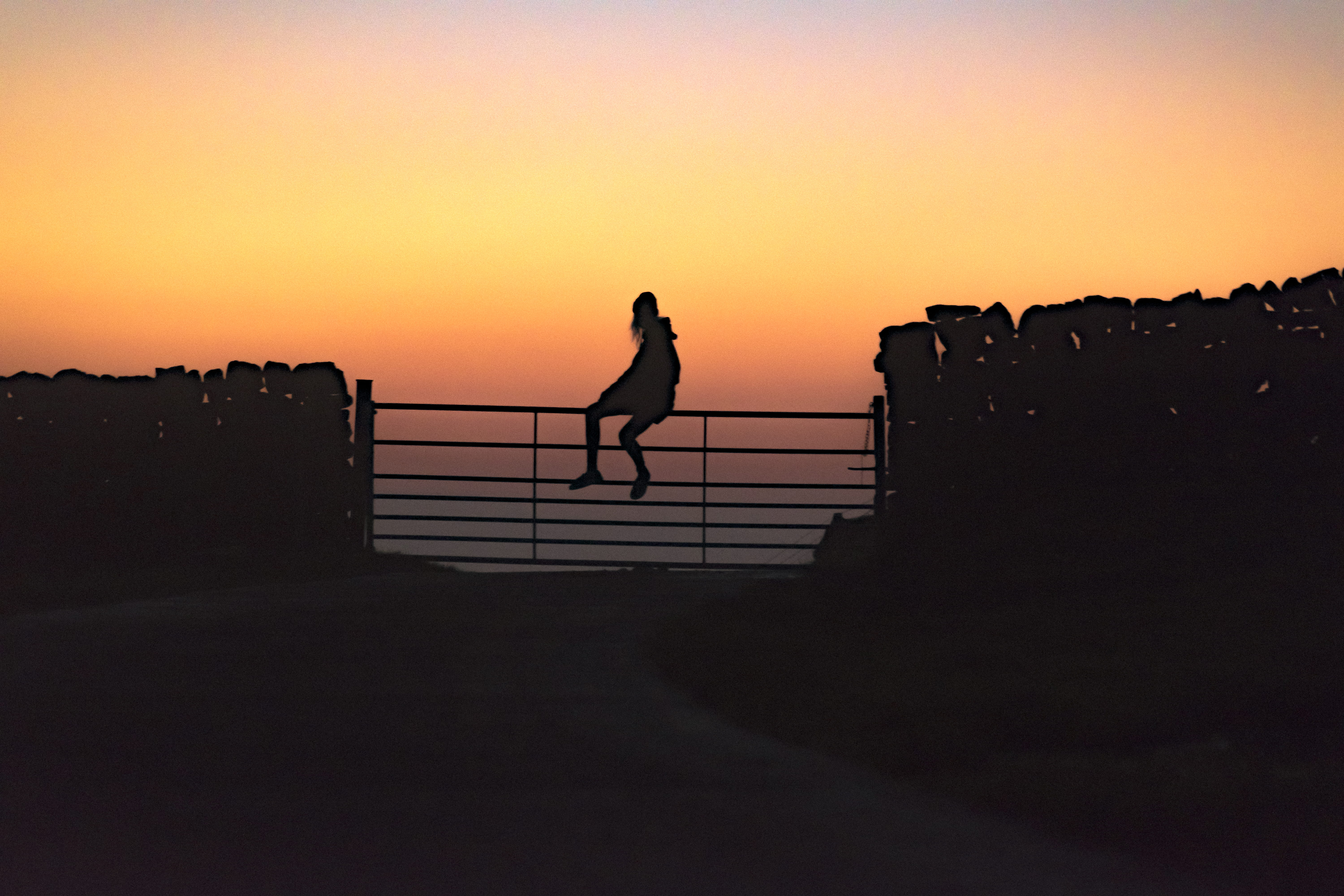 nature, walking, lifestyles, 5K, women, architecture, tranquil scene, railing, sunlight, outdoors, animal, woman, red sky, sunset, watching, gradient, HD Wallpaper