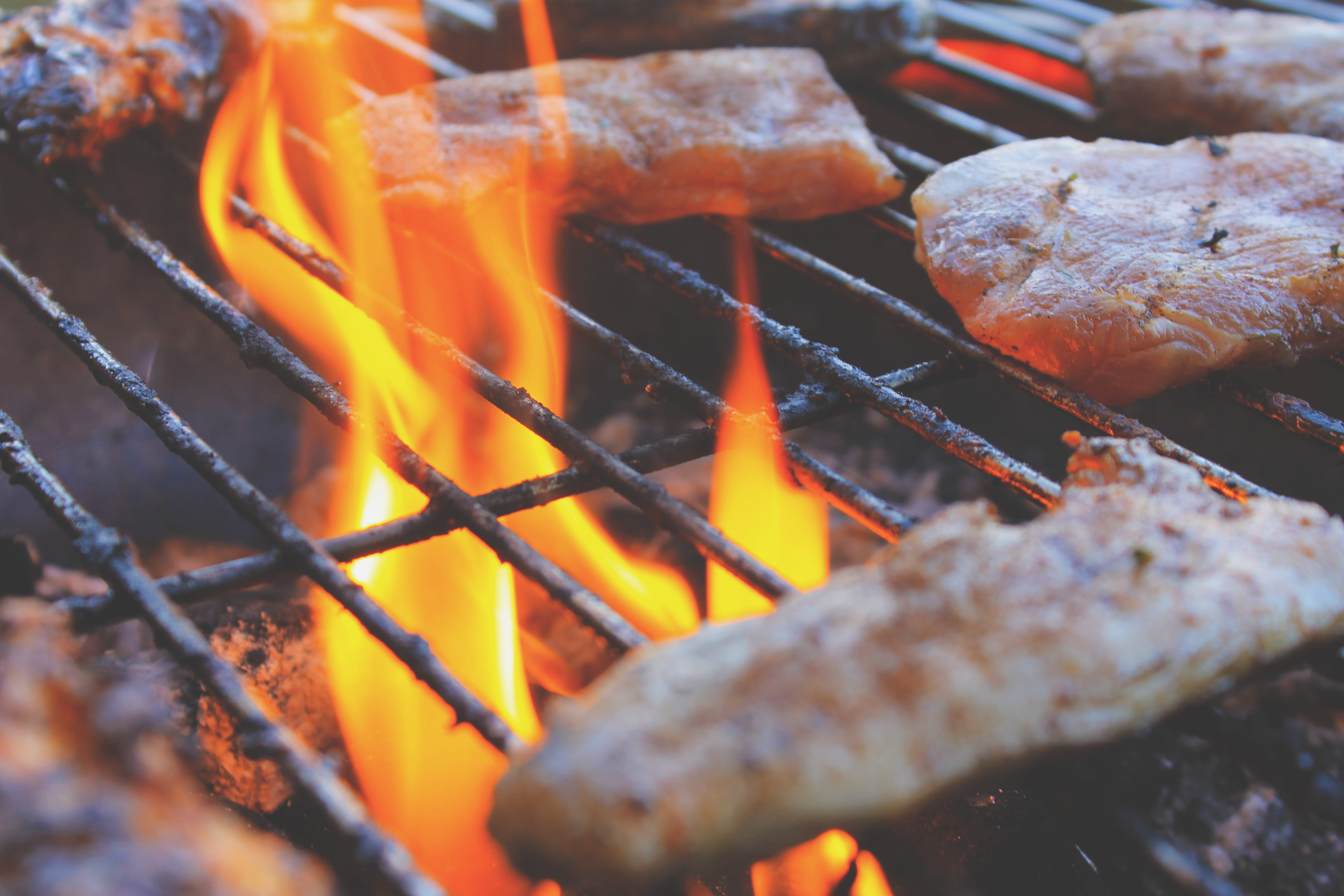 burning, dinner, snack, orange color, no people, barbecue, tasty, yummy, fire - natural phenomenon, bbq, glowing, grilled, heat - temperature, food and drink, HD Wallpaper