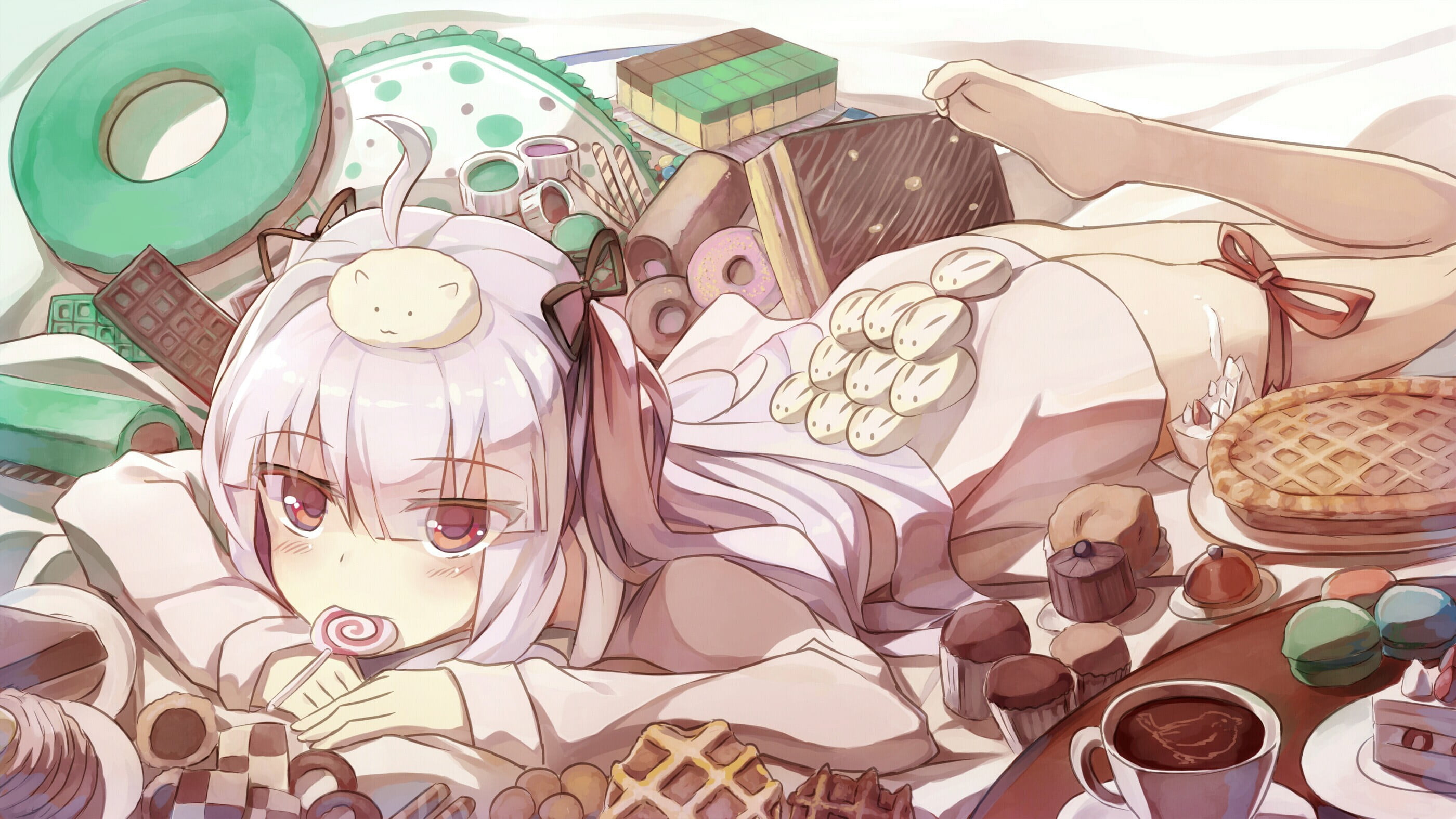Sigtuna Julie, 2K, close-up, representation, household equipment, collection, anime girls, still life, container, food, choice, crockery, high angle view, HD Wallpaper