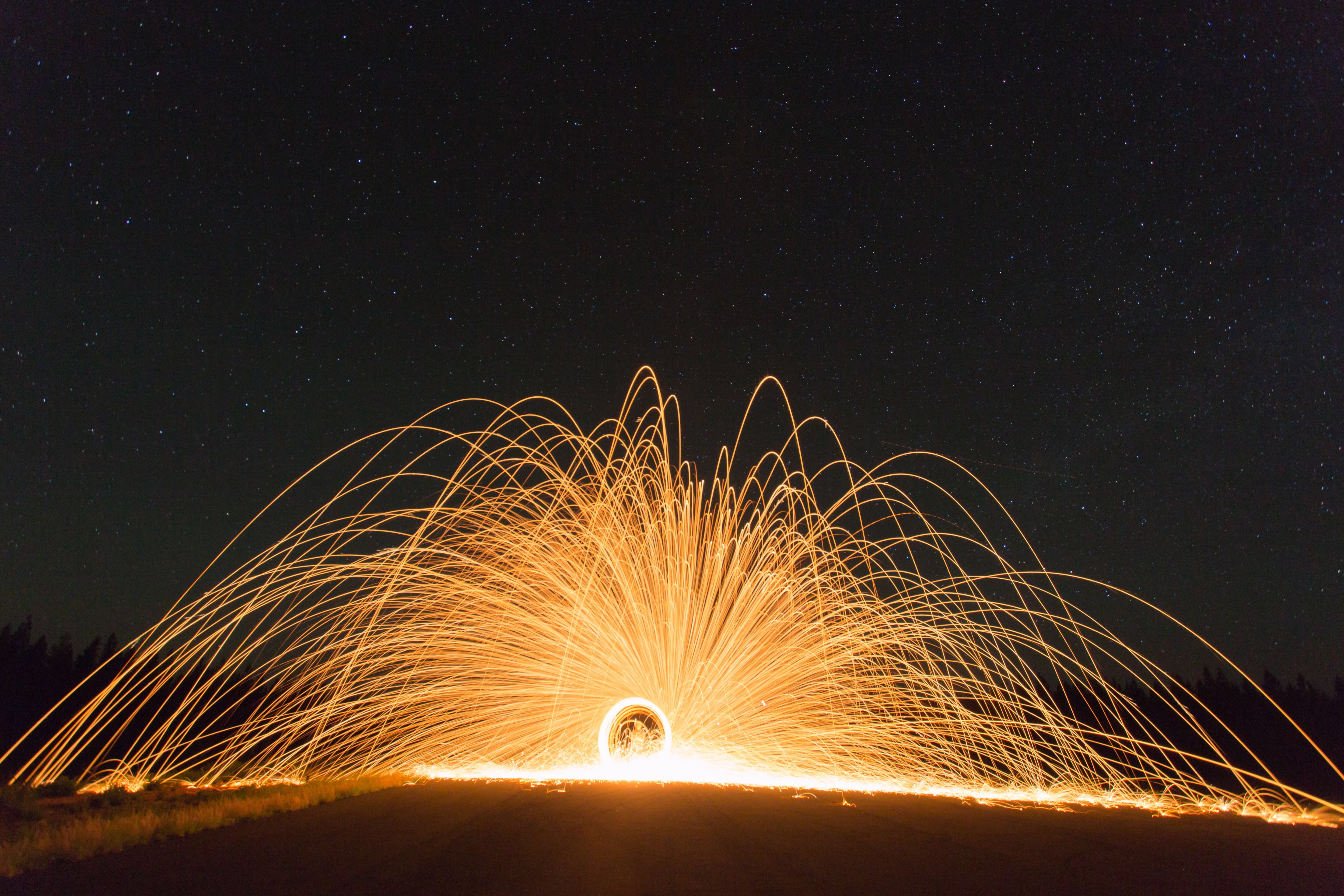 nature, circus, sparkle, explosion, sky, glowing, rotation, one person, heat - temperature, orange, sign, danger, hot, motion, fire, wheel, warning sign, HD Wallpaper