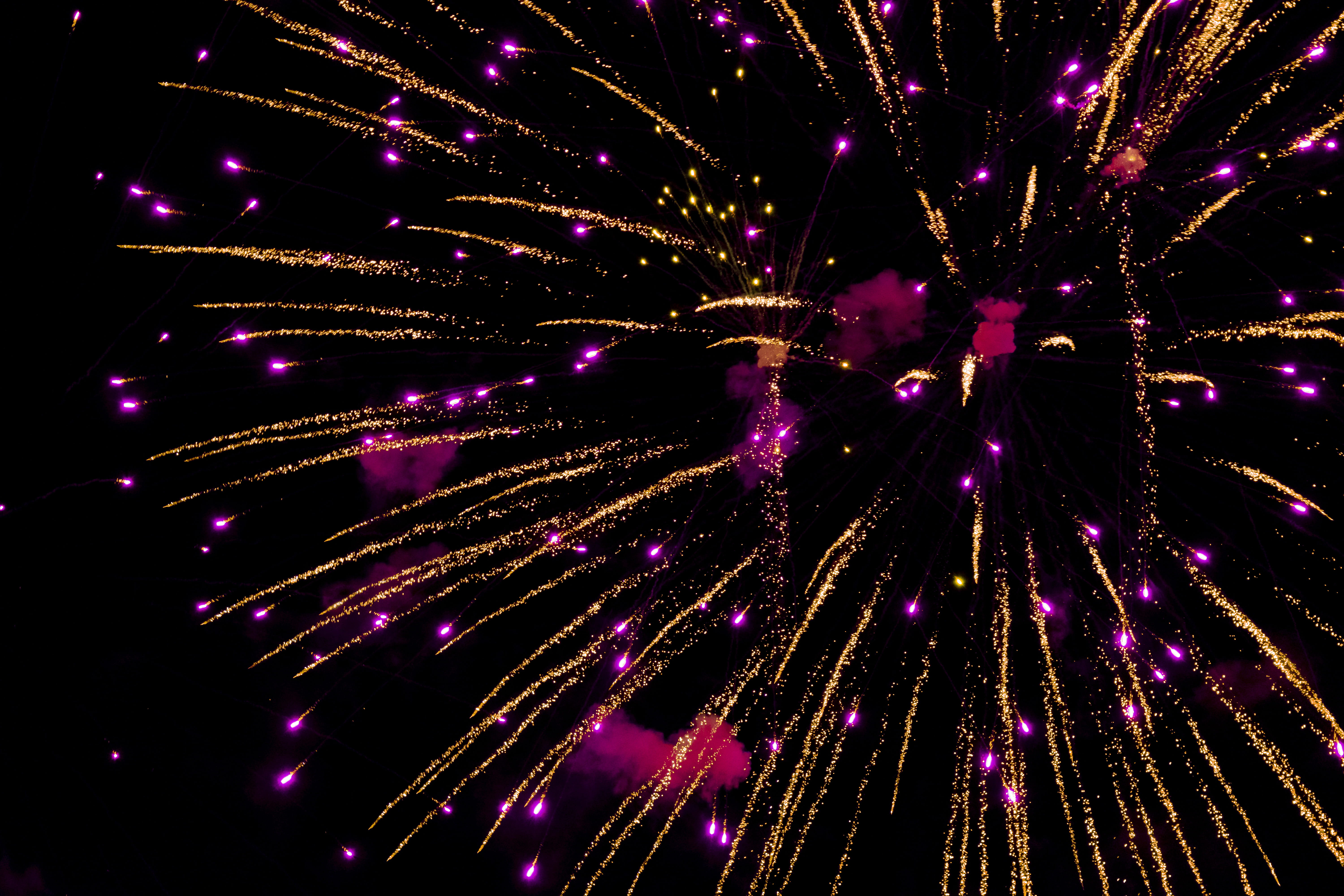 4th of july, lighting equipment, new years eve, spark, colourful, no people, event, holiday, illuminated, yellow, exploding, fireworks display, glowing, HD Wallpaper