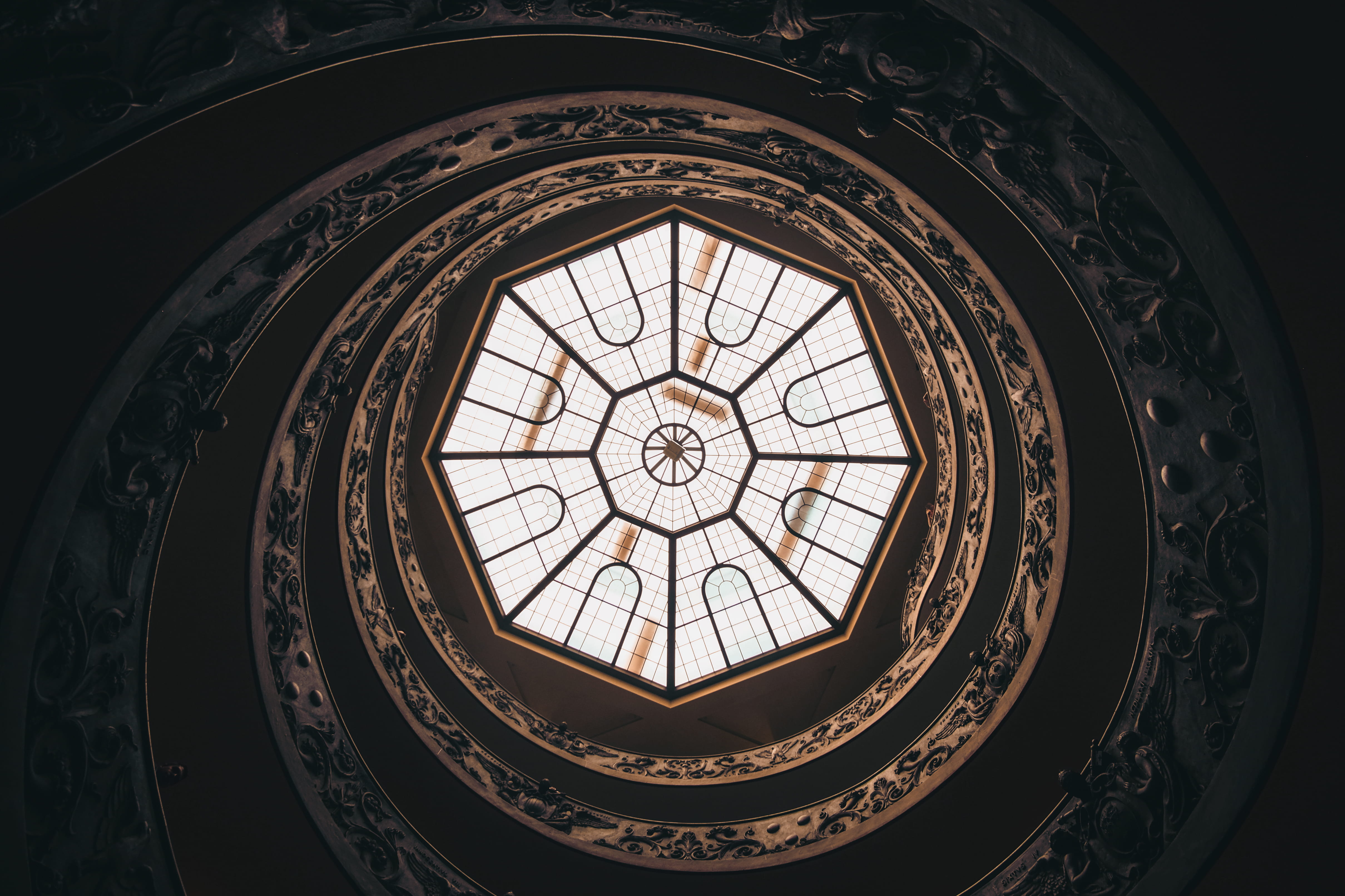 pattern, up, window, symmetry, arch, dome, staircase, circle, europe, decoration, rome, art, spirituality, ceiling, architecture And Buildings, built Structure, HD Wallpaper