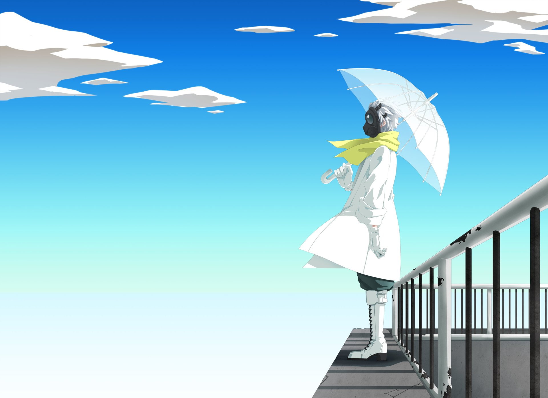 Dramatical Murder, copy space, wind, digital composite, business, sunlight, Clear (Dramatical Murder), 1080P, standing, nature, blue, young adult, architecture, HD Wallpaper