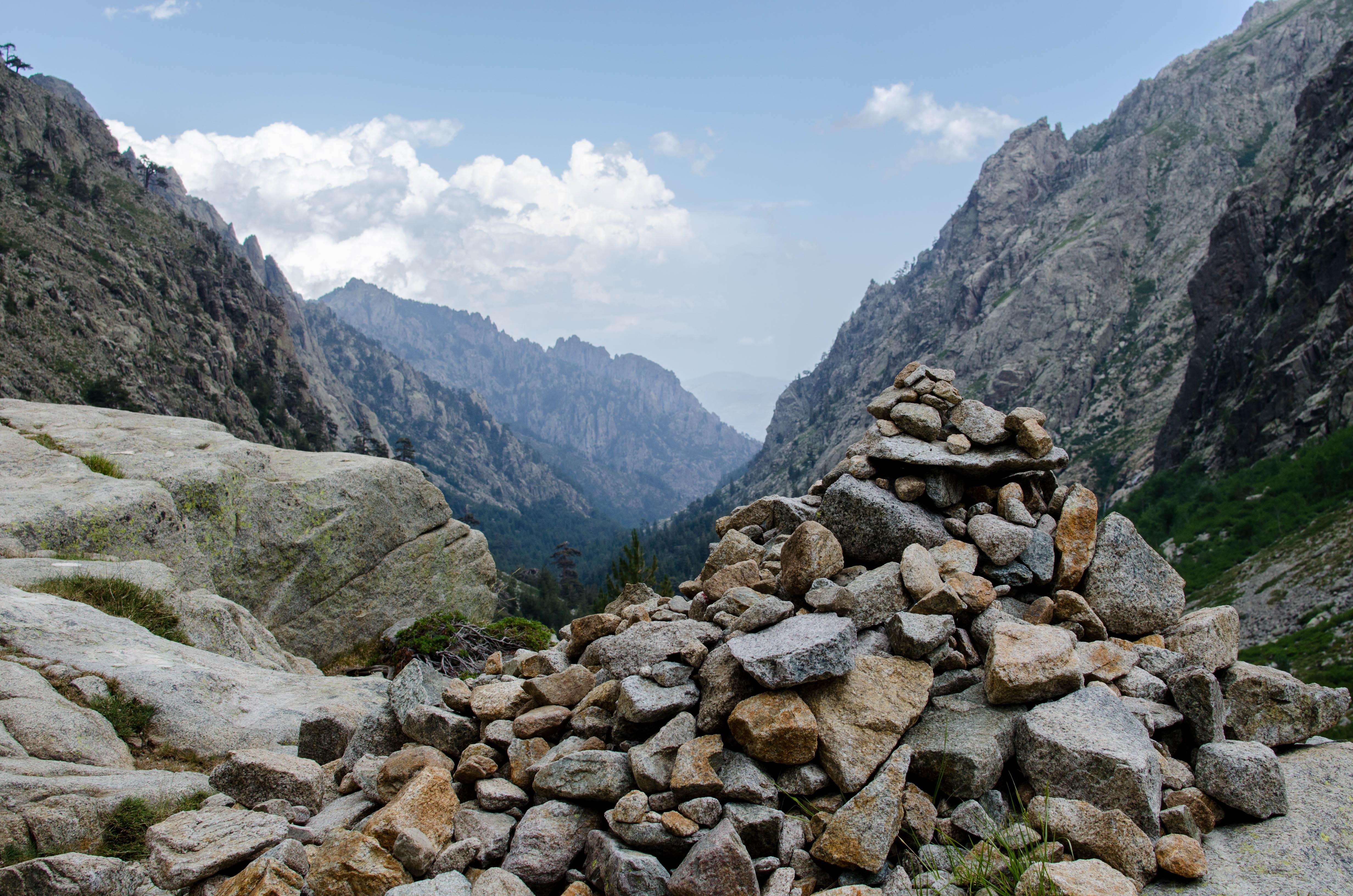 landscape, day, beauty in nature, formation, hiking, lake, travel, france, idyllic, stone - object, totem, non-urban scene, dirt road, tranquility, rocks, HD Wallpaper