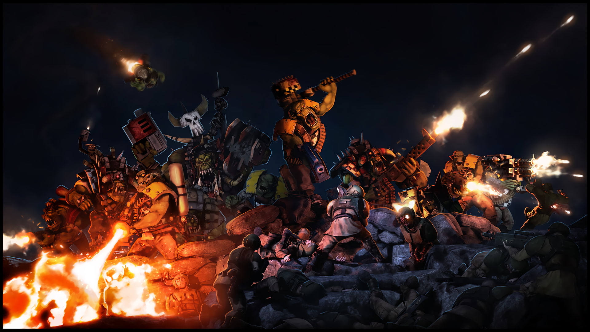 1920x1080 px, Imperial Guard, Warhammer 40, Orcs, 1080P, battle, HD Wallpaper