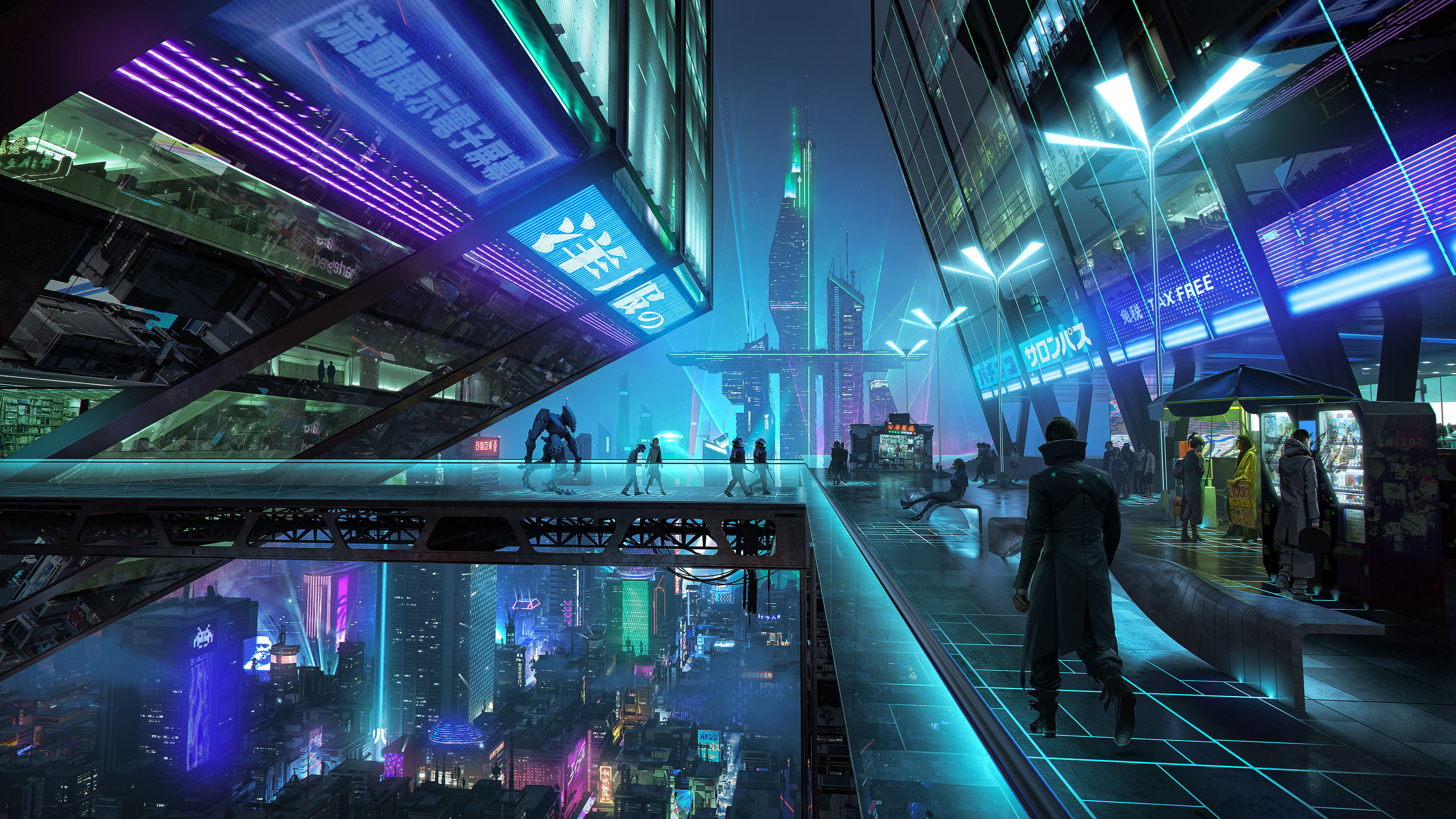 digital art, Tarmo Juhola, cyberpunk, 4K, HD Wallpaper