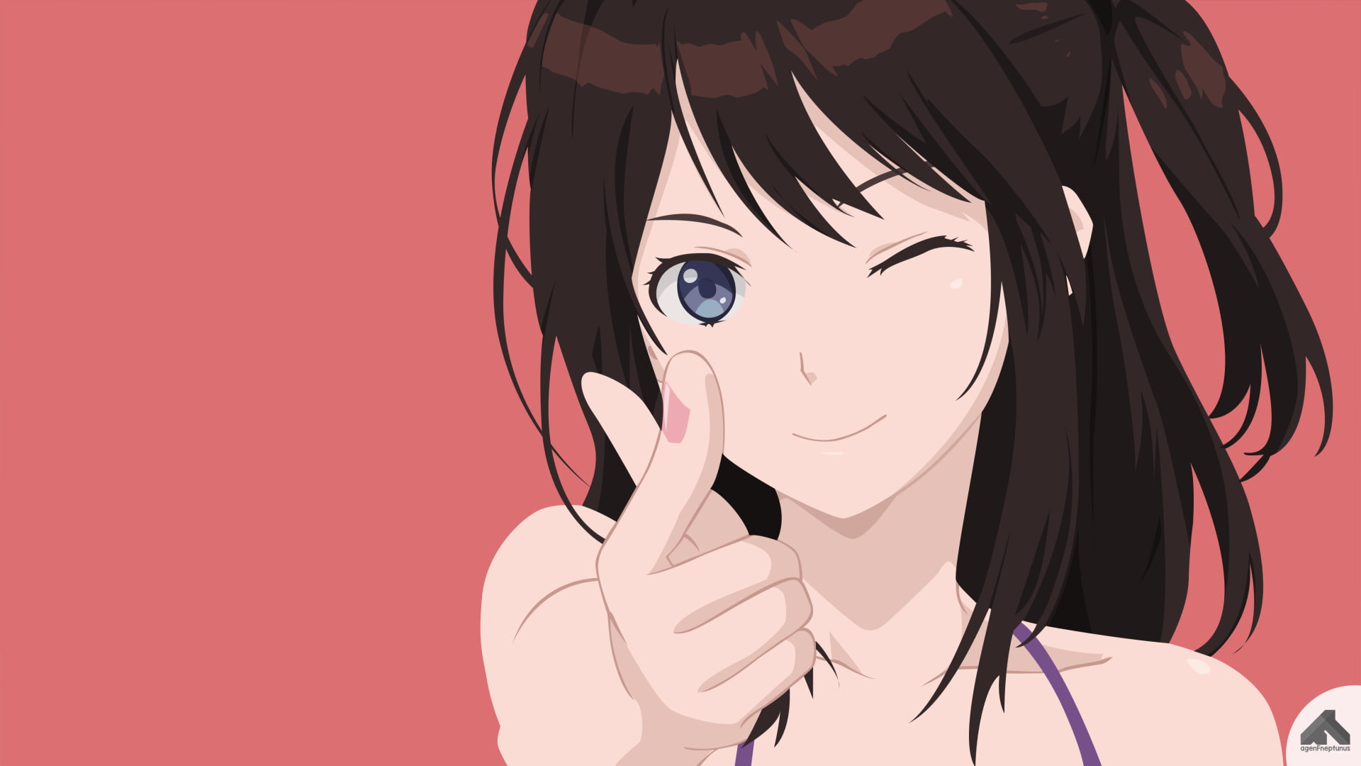 young adult, Hikari Tsuneki, contemplation, colored background, portrait, looking at camera, close-up, hair, one person, Seiren, 1080P, studio shot, depression - sadness, HD Wallpaper