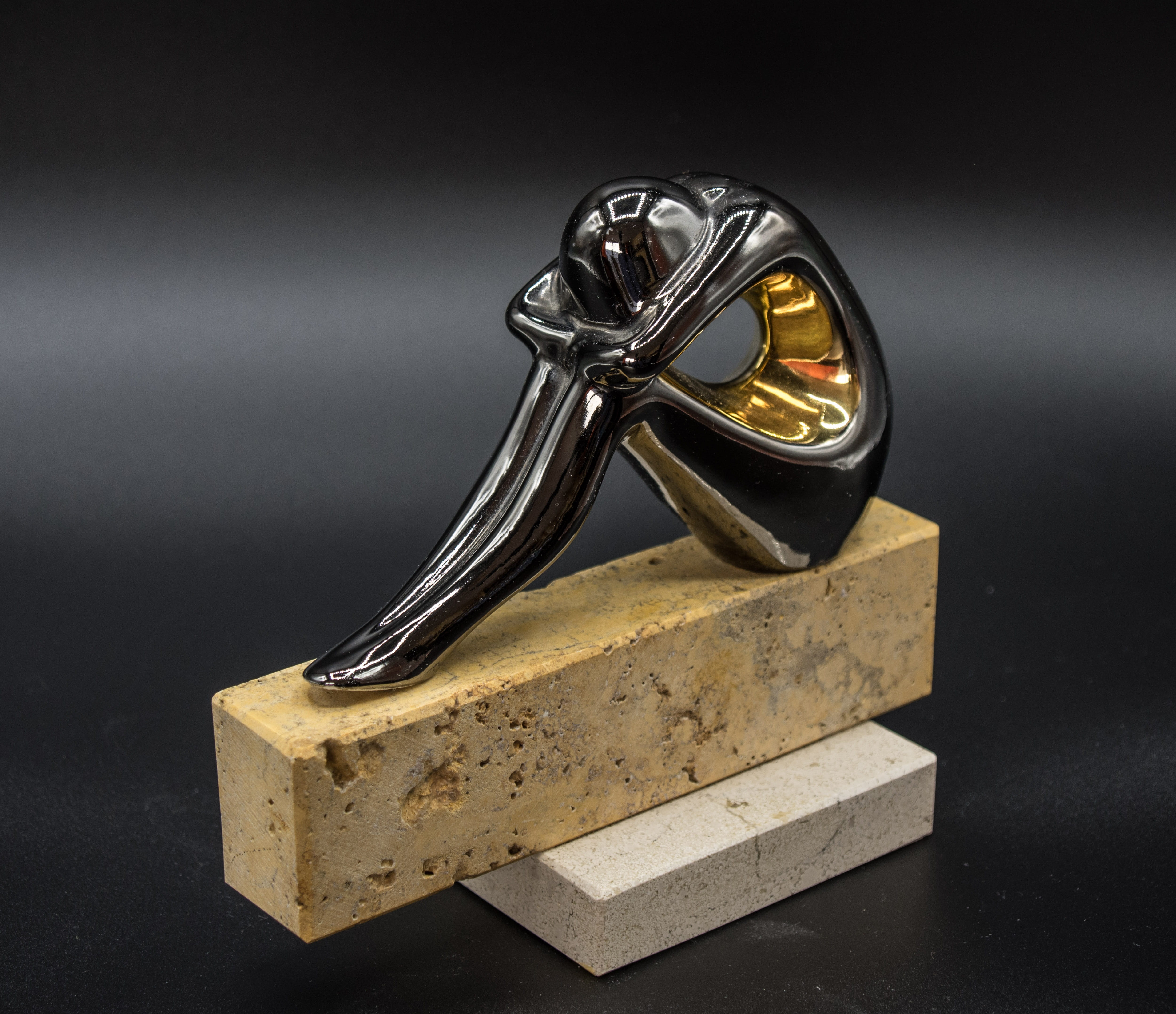 decorative, sitting, burnished, close-up, metal statue, metal figure, gold colored, studio shot, 4K, protection, equipment, wood - material, high angle view, HD Wallpaper