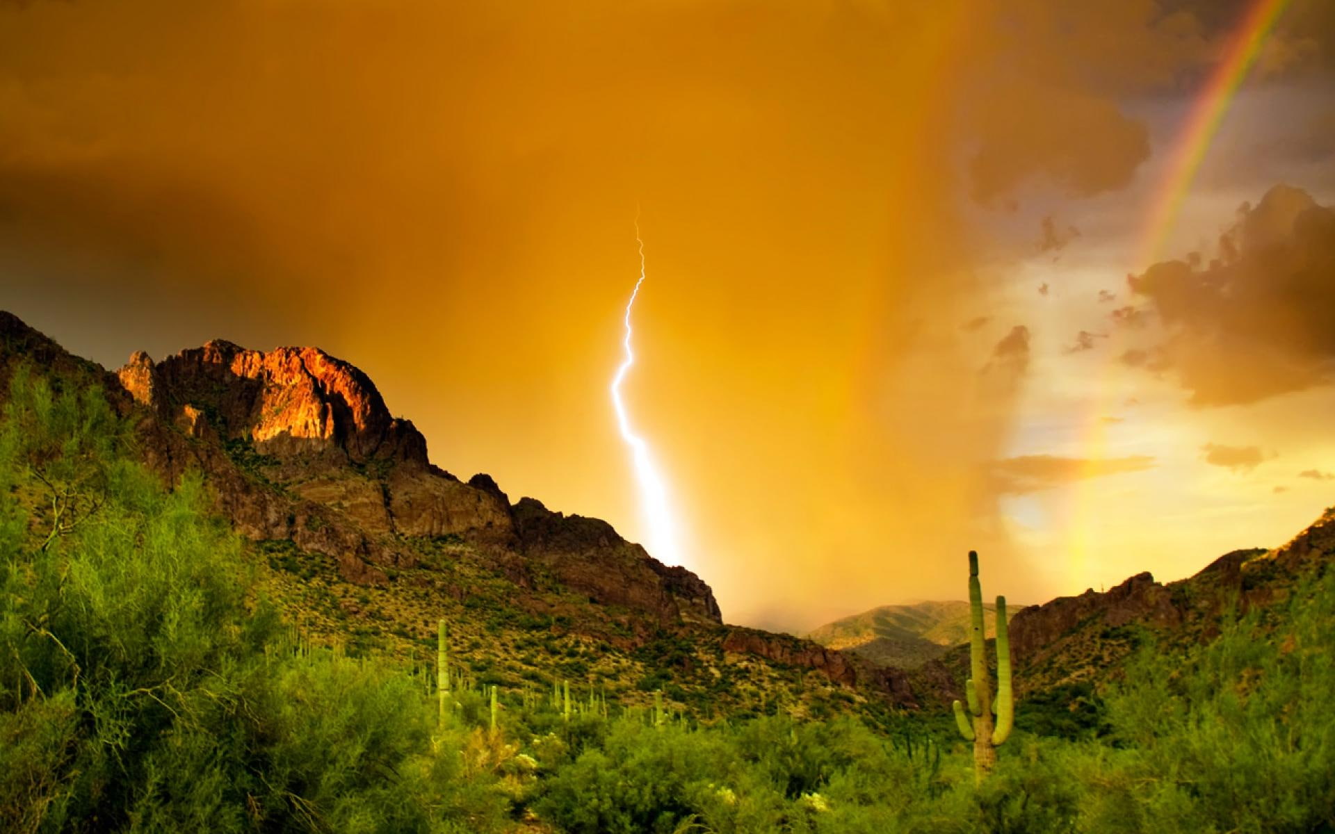 mountains, clouds, superstition, storm, nature, 1080P, lightning, nature and landscapes, HD Wallpaper