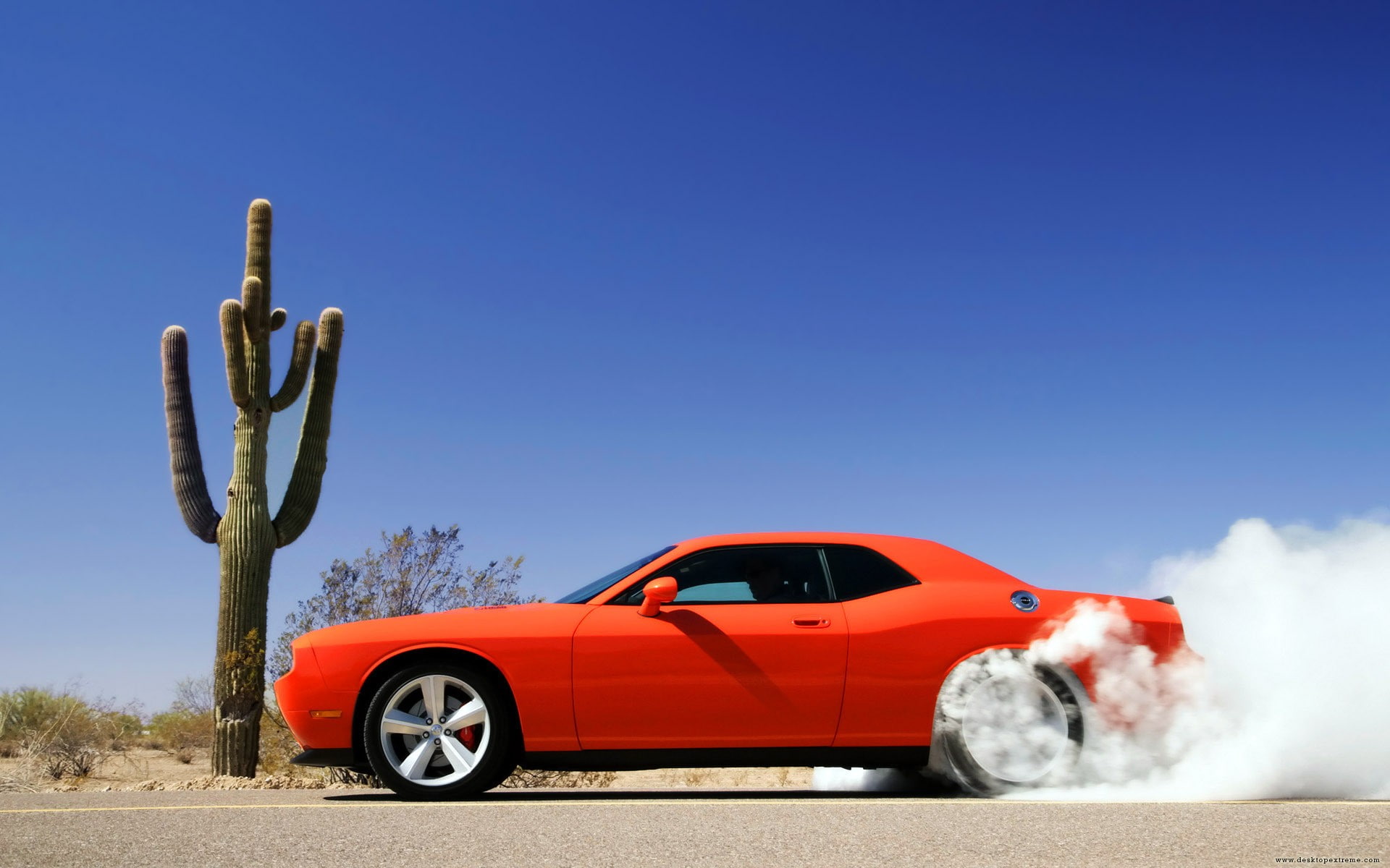 no people, motor vehicle, nature, land vehicle, cactus, red, succulent plant, transportation, sign, smoke - physical structure, road, blue, mode of transportation, HD Wallpaper