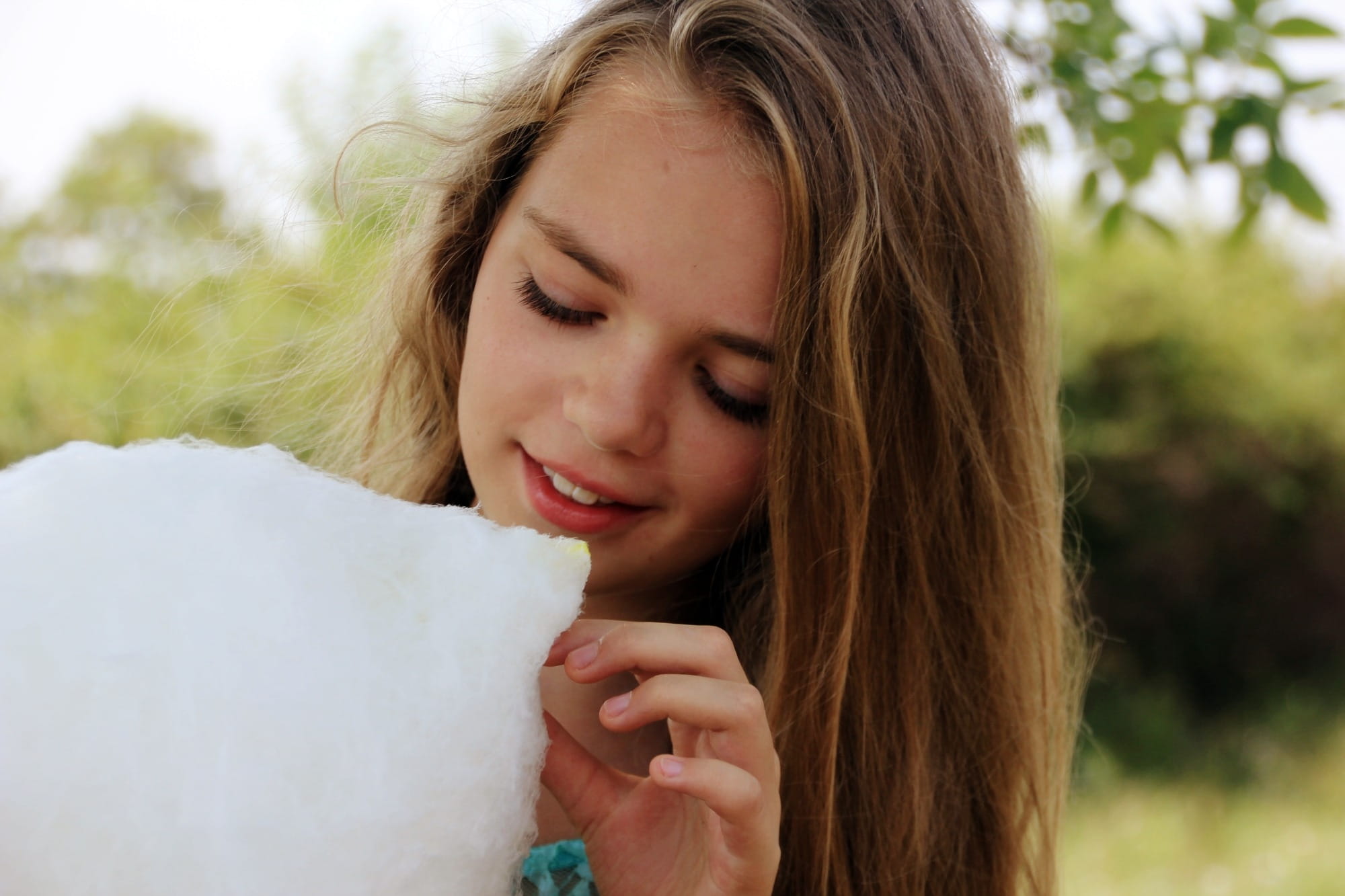 hair, person, holding, one young woman only, baby, smiling girl, white, adult, photo, nicely, day, sweet, contemplation, one woman only, young adult, cotton candy, HD Wallpaper