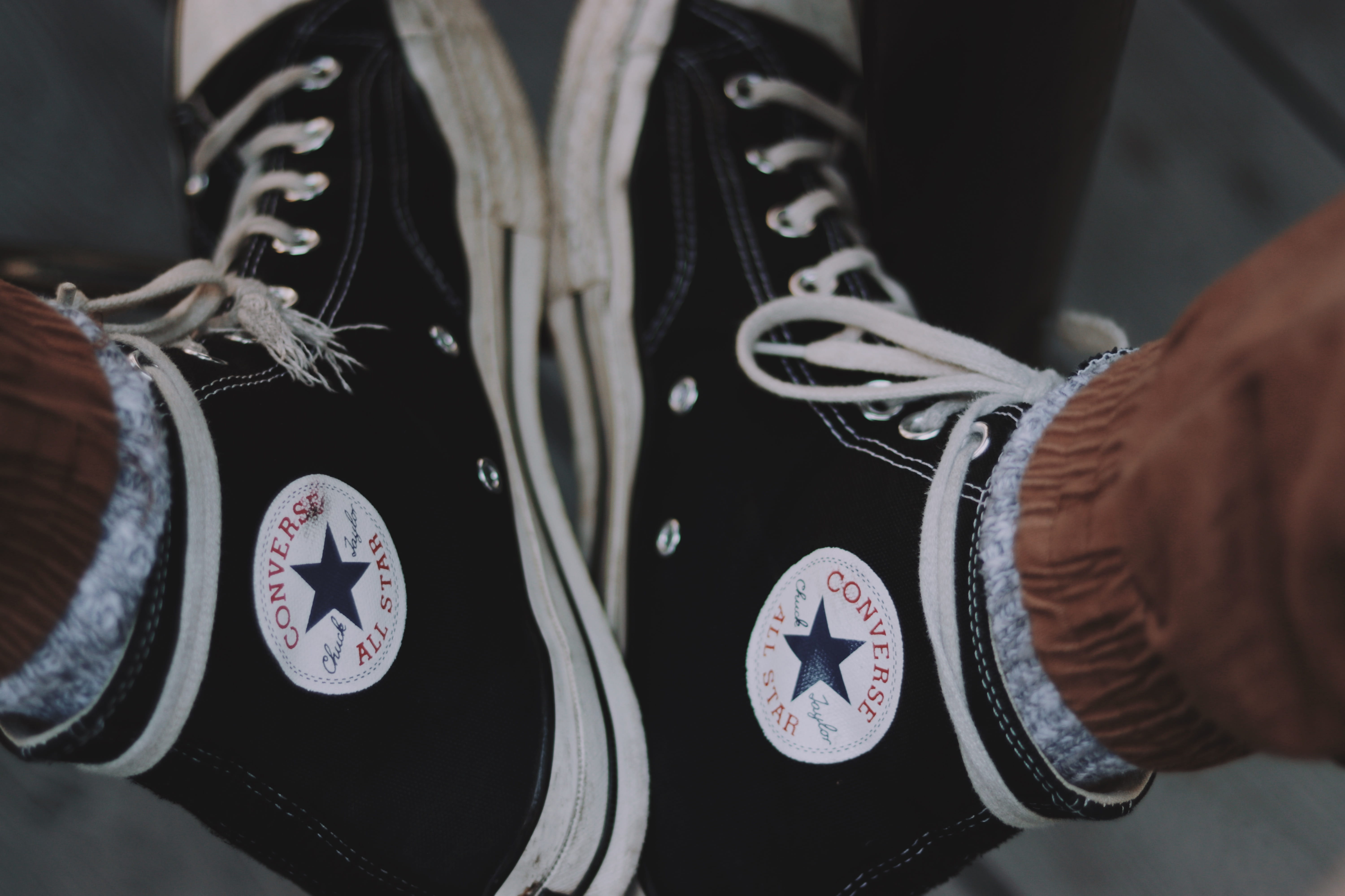footwear, converse all star, human limb, person, focus, pair of shoes, human body part, accuracy, human hand, lifestyles, converse, selective focus, hand, HD Wallpaper