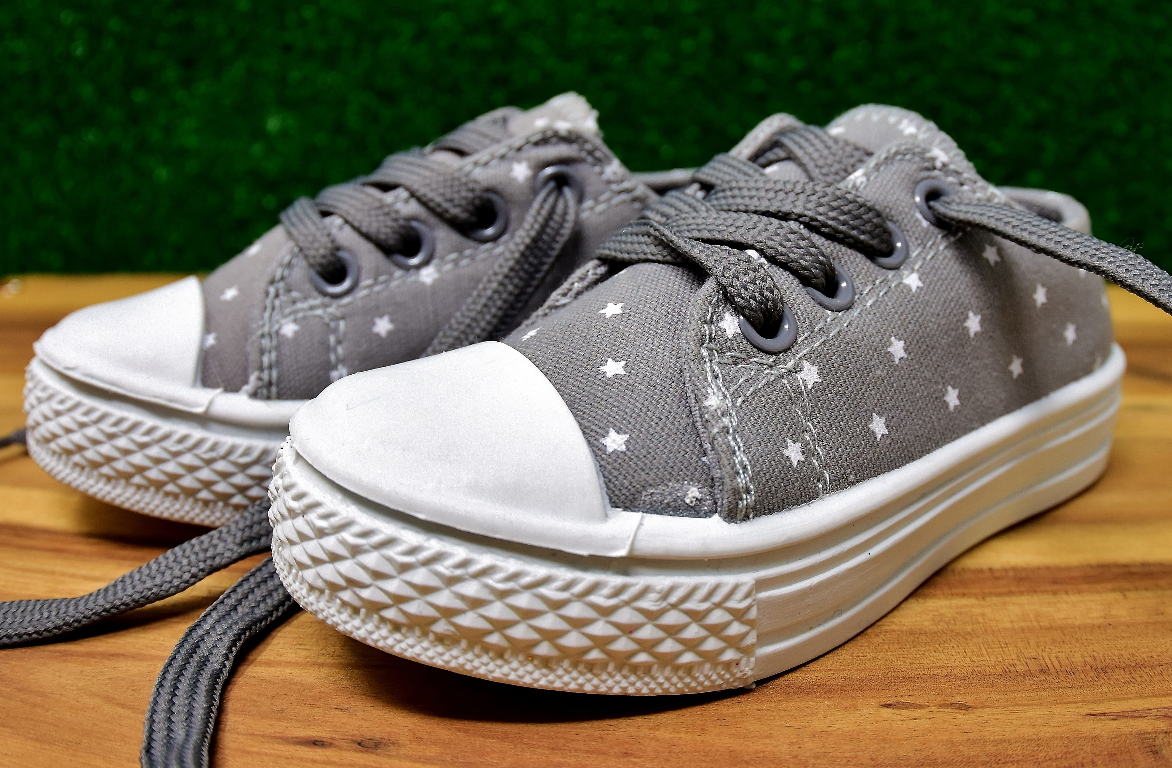 studio shot, chucks, gray, lace - fastener, indoors, white color, focus on foreground, sneaker, shoe, shoelace, fabric, linen shoes, childrens shoes, small, HD Wallpaper