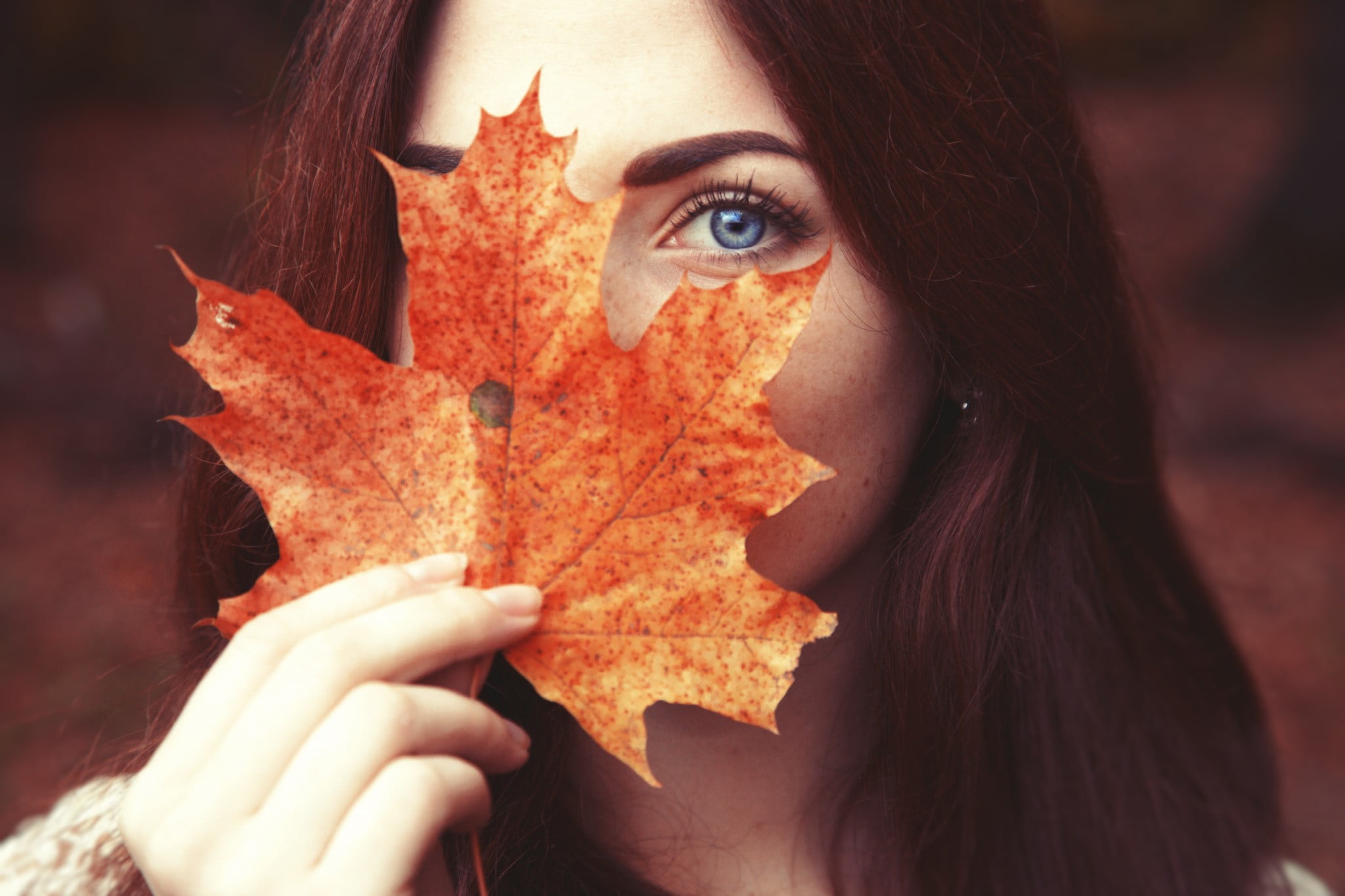 october, multi Colored, people, holding, backgrounds, maple, body part, one Person, tree, vibrant Color, adult, leaves, women, hairstyle, young adult, hair, HD Wallpaper