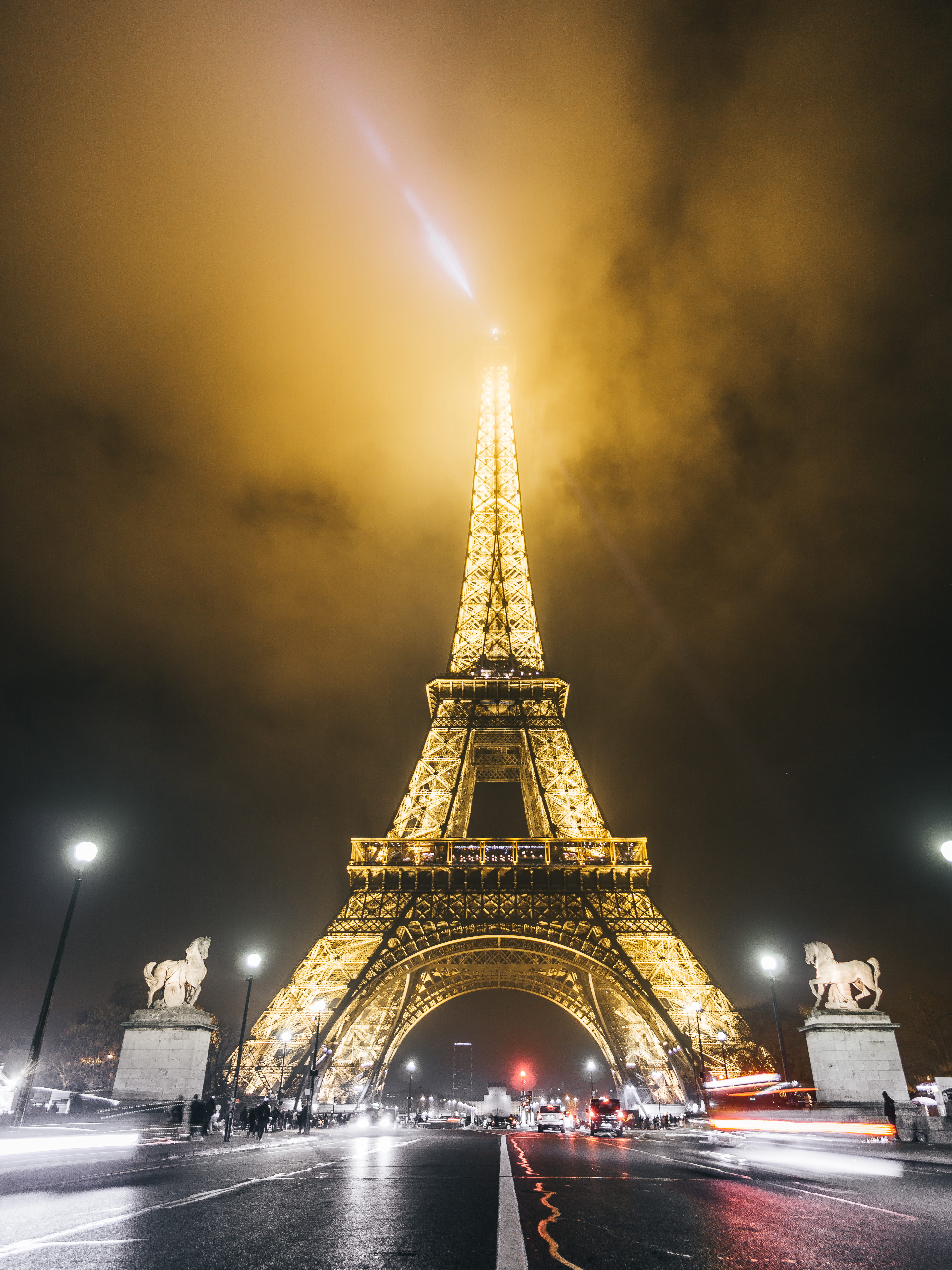 5K, central, paris, eiffel tower, city, transportation, tower, france, fog, eifel tower, streets, built structure, nature, building exterior, travel destinations, Phone HD Wallpaper