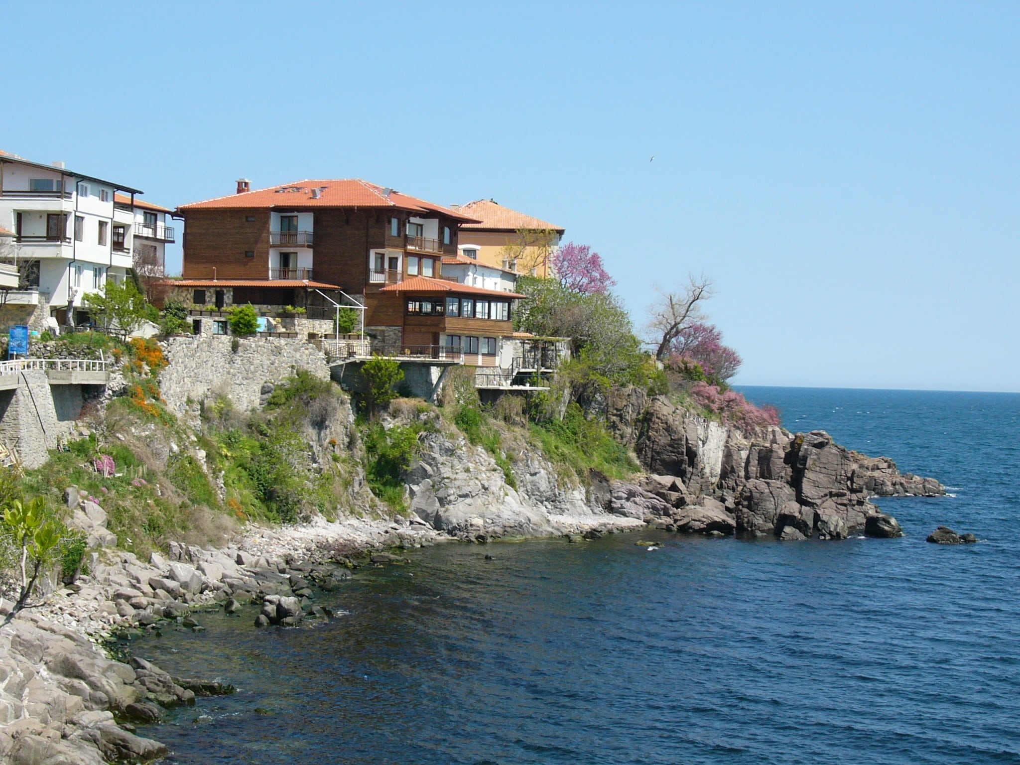 holiday, architecture, building, day, bulgaria, beach, view, beauty in nature, sozopol, rock, waterfront, built structure, no people, building exterior, HD Wallpaper