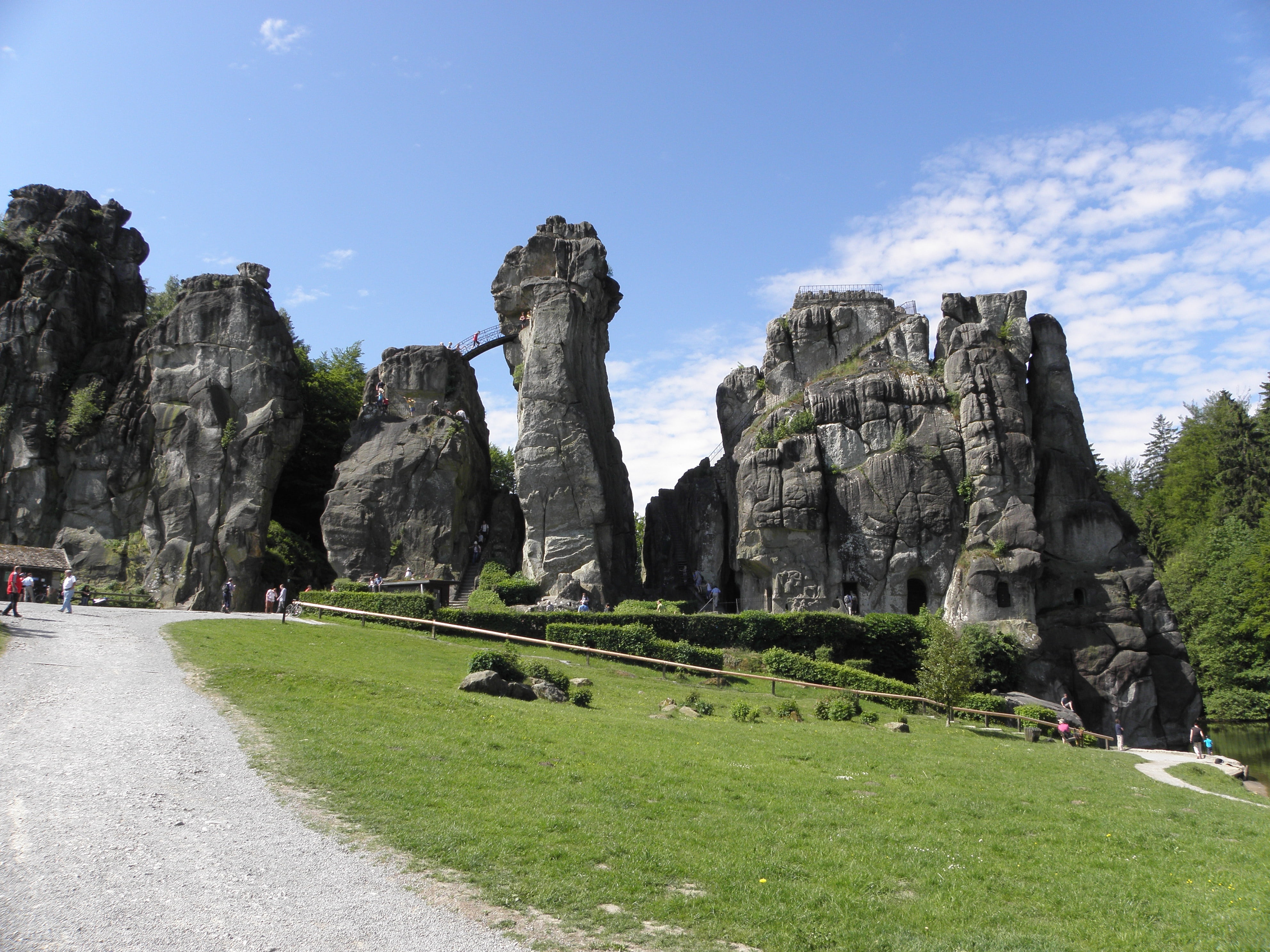 history, solid, green color, 4K, externsteine, nature, beauty in nature, no people, tourism, architecture, ancient civilization, tree, holiday, tranquility, HD Wallpaper