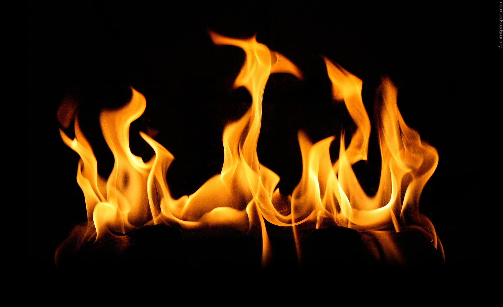 motion, fire - natural phenomenon, orange, studio shot, Elements, no people, heat - temperature, warning sign, communication, black background, Flame, 1080P, HD Wallpaper
