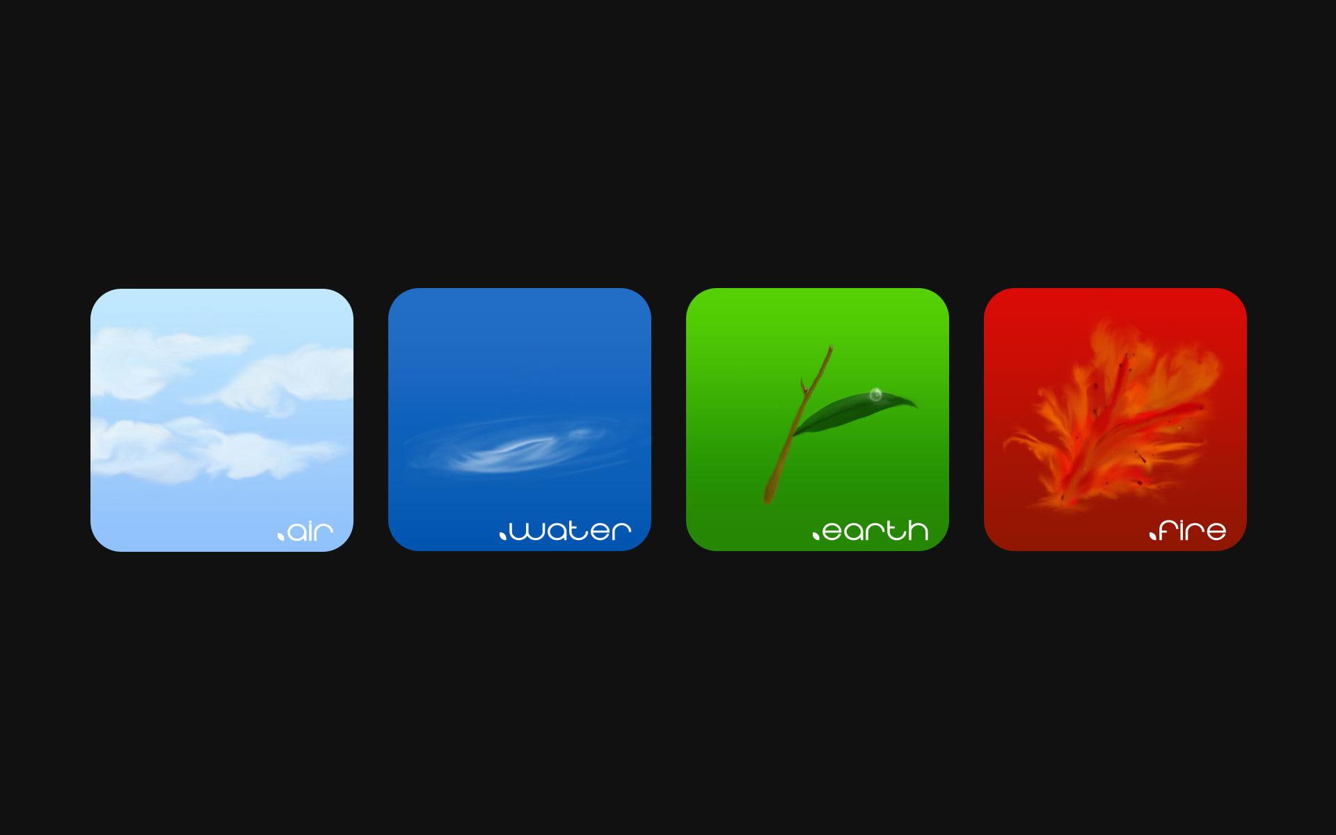 icons, element, earth, vector, elements, water, 1080P, 1920x1200, fire, HD Wallpaper