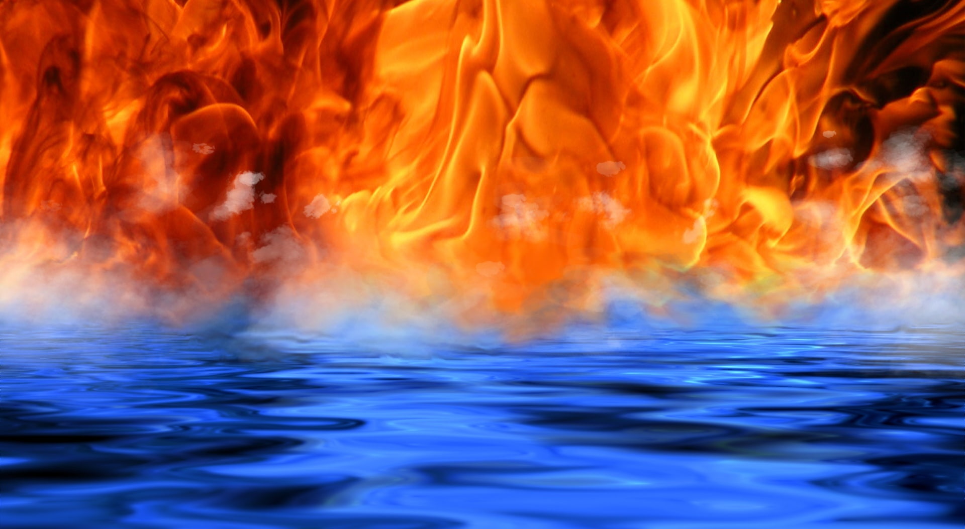 meet, fire - natural phenomenon, flame, orange color, illustration, warning sign, water, nature, burning, backgrounds, Elements, abstract, sign, inferno, HD Wallpaper