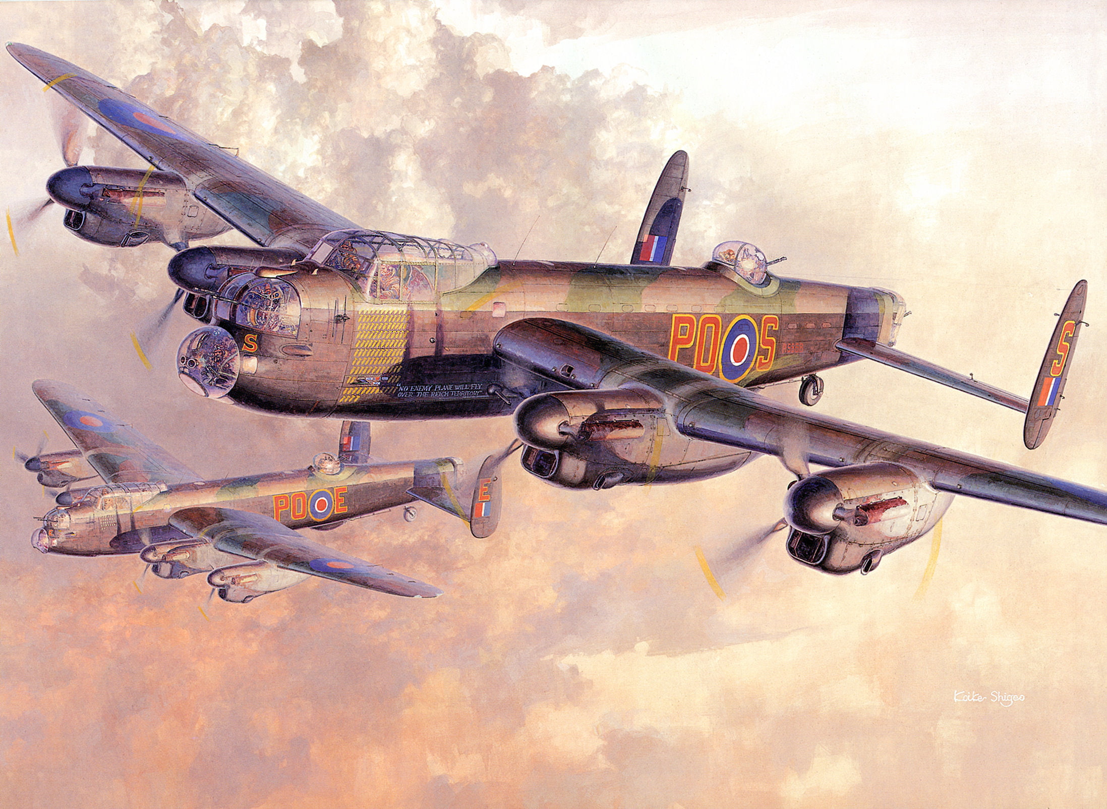 Stirling, art, British, bombers, clouds, the sun, aircraft, 1080P, figure, the sky, four-engine, WW2, Short, HD Wallpaper