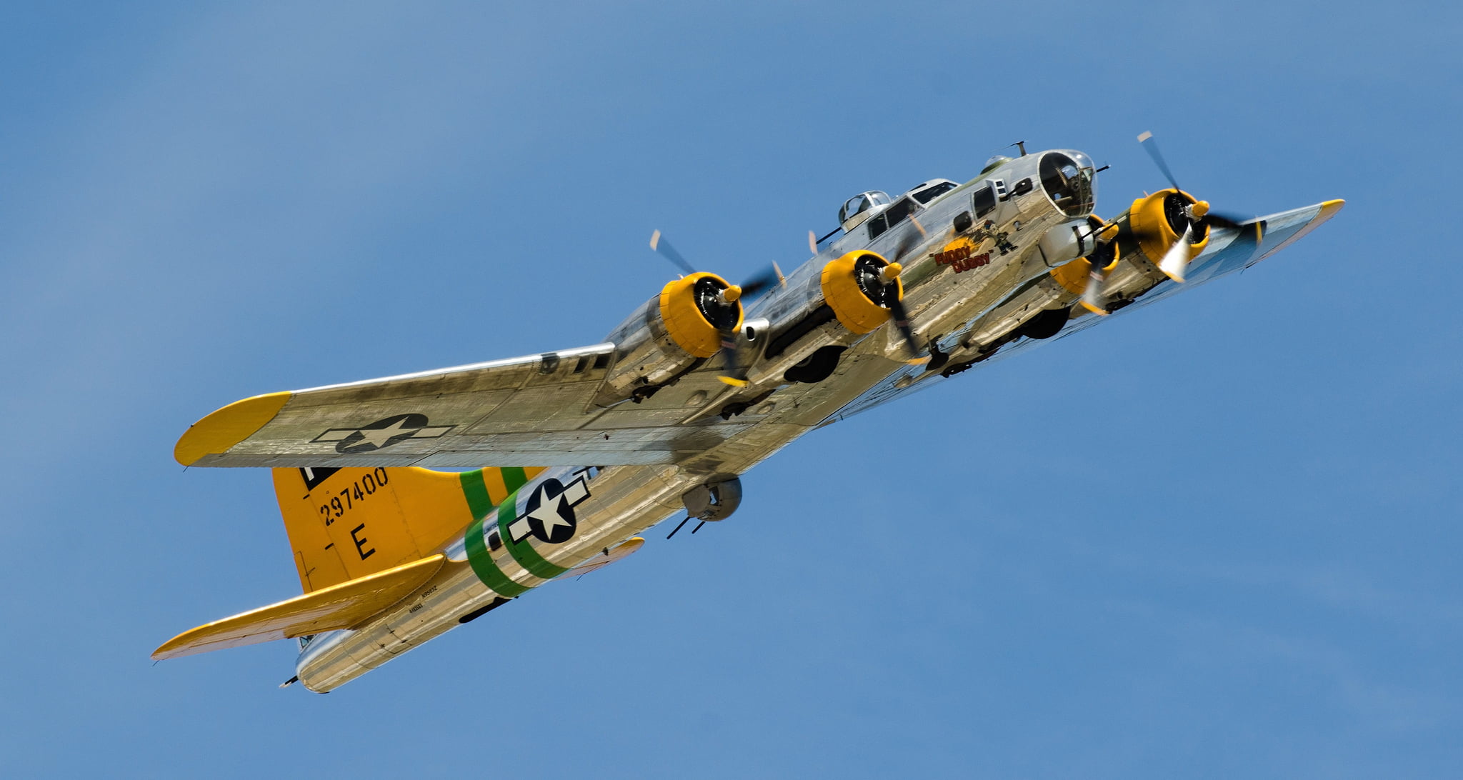 outdoors, military airplane, mode of transportation, antique, bomber, navy, yellow, no people, flying, The " flying fortress", nature, Flying Fortress, HD Wallpaper