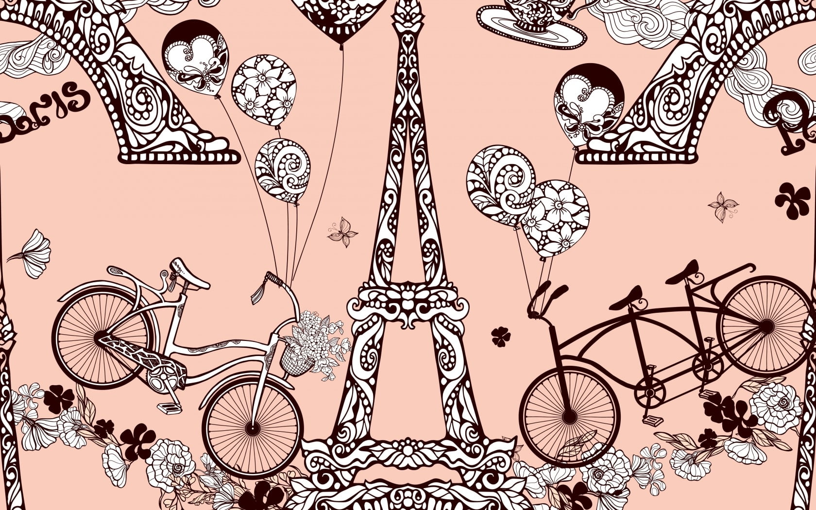 animal wing, Texture, drawing - art product, transportation, decoration, design, pink, sketch, pattern, angel, paris, indoors, floral pattern, art and craft, HD Wallpaper