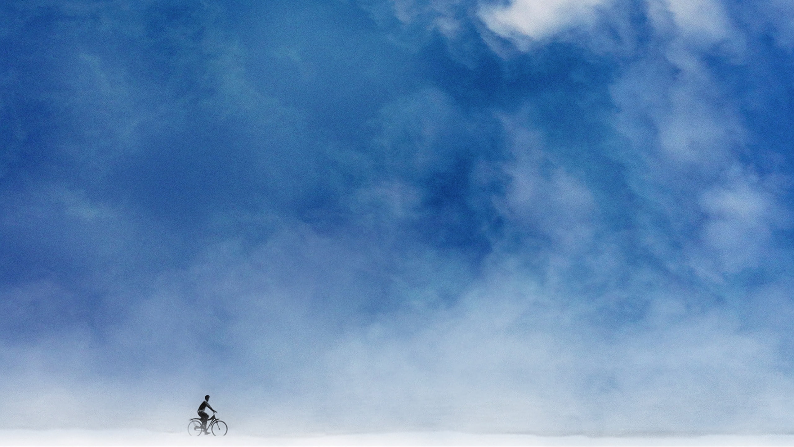 sergey fett, bycicle, cloud, white, :-), blue, 2K, minimalism, silhouette, HD Wallpaper