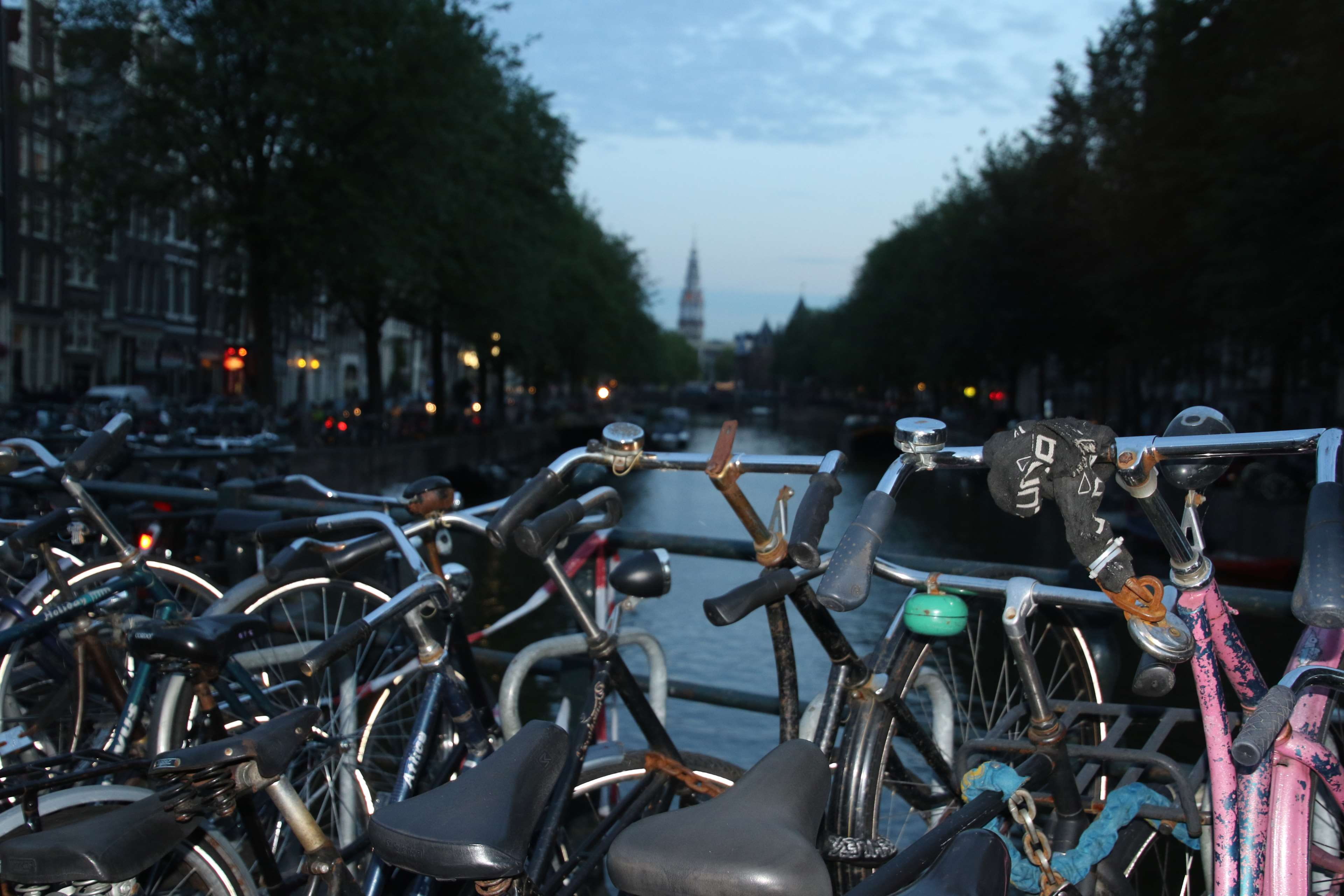 hire, no people, stationary, bikes, day, evening, dutch, outdoors, street, city, transportation, architecture, bicycle, bycicle, built structure, sunset, HD Wallpaper