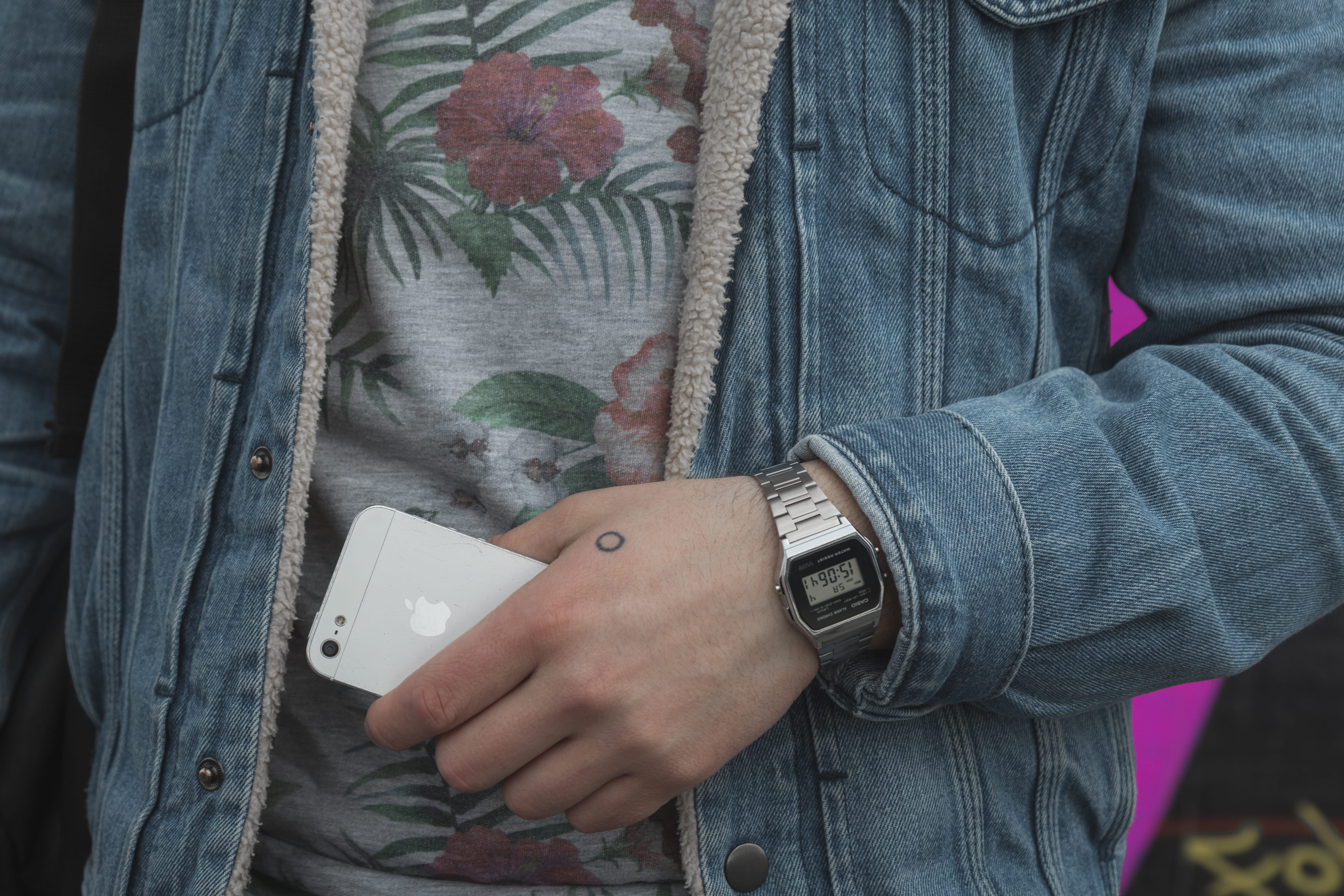 watch, wristwatch, phone, time, technology, apple, real people, adult, mobile, midsection, street, holding, men, casio, one person, day, casual clothing, HD Wallpaper