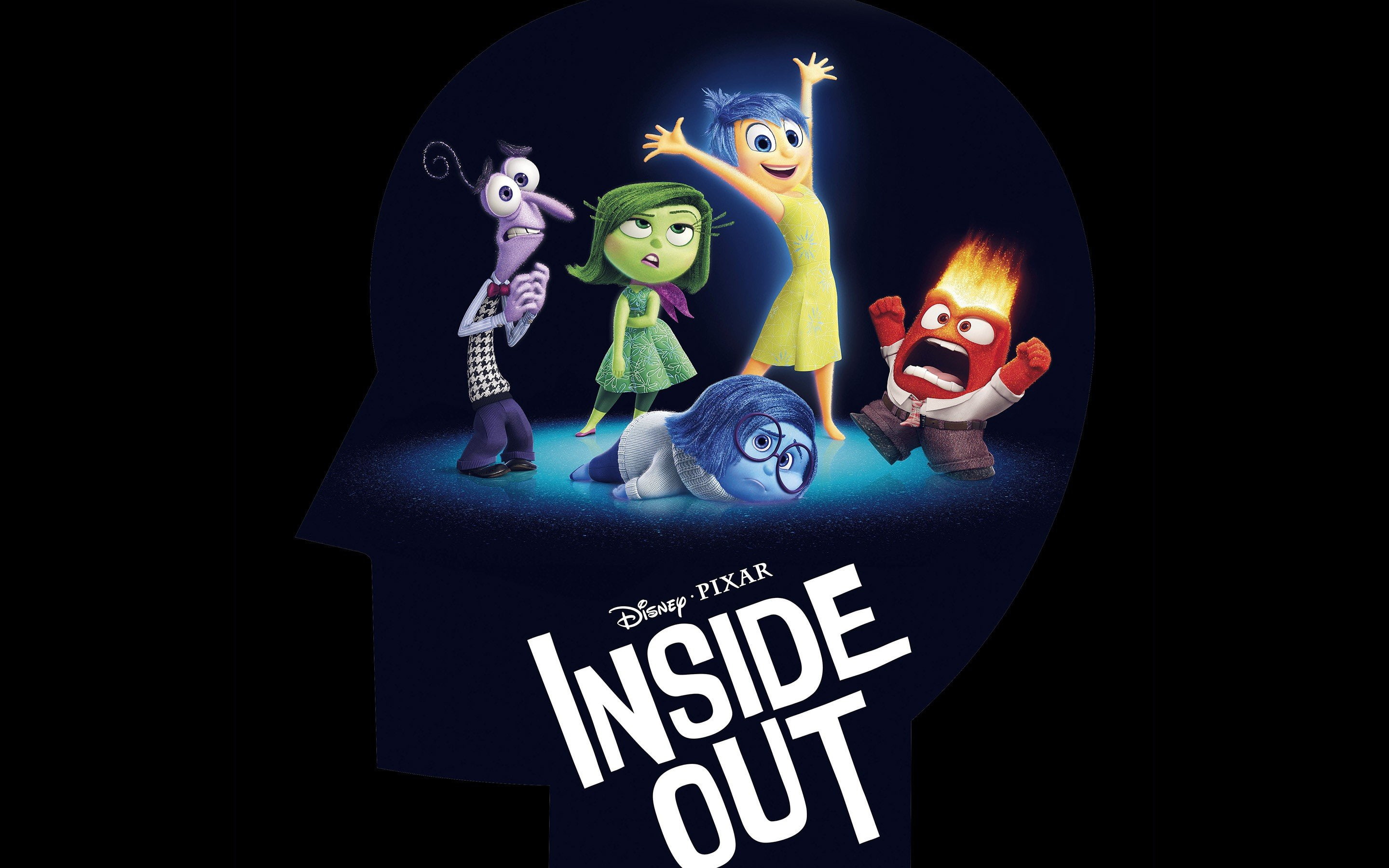 Disney, Purple, Green, animation, Pixar Animation Studios, red, Inside Out, 2K, blue, black, yellow, HD Wallpaper