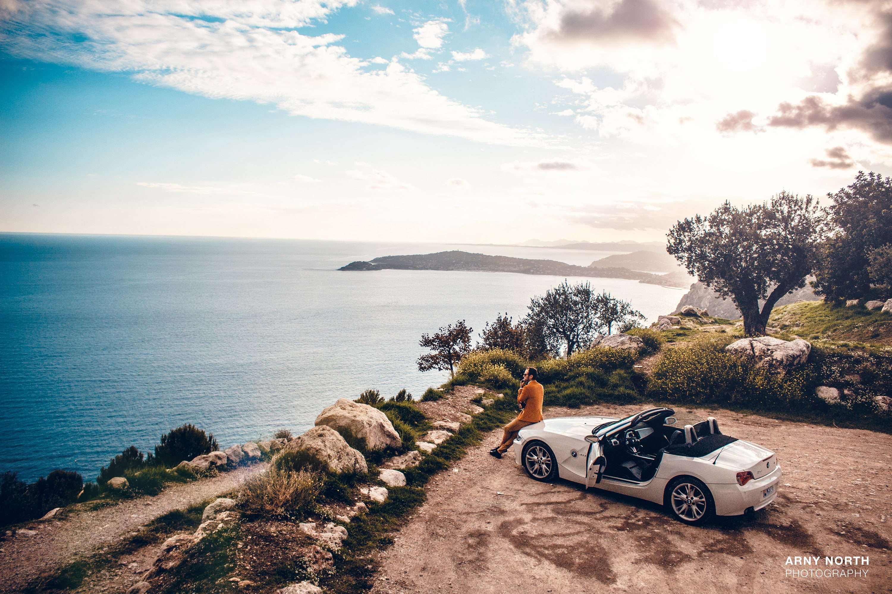 BMW, sea, Arny North, BMW Z4, 2K, nature, white, men, model, vehicle, HD Wallpaper