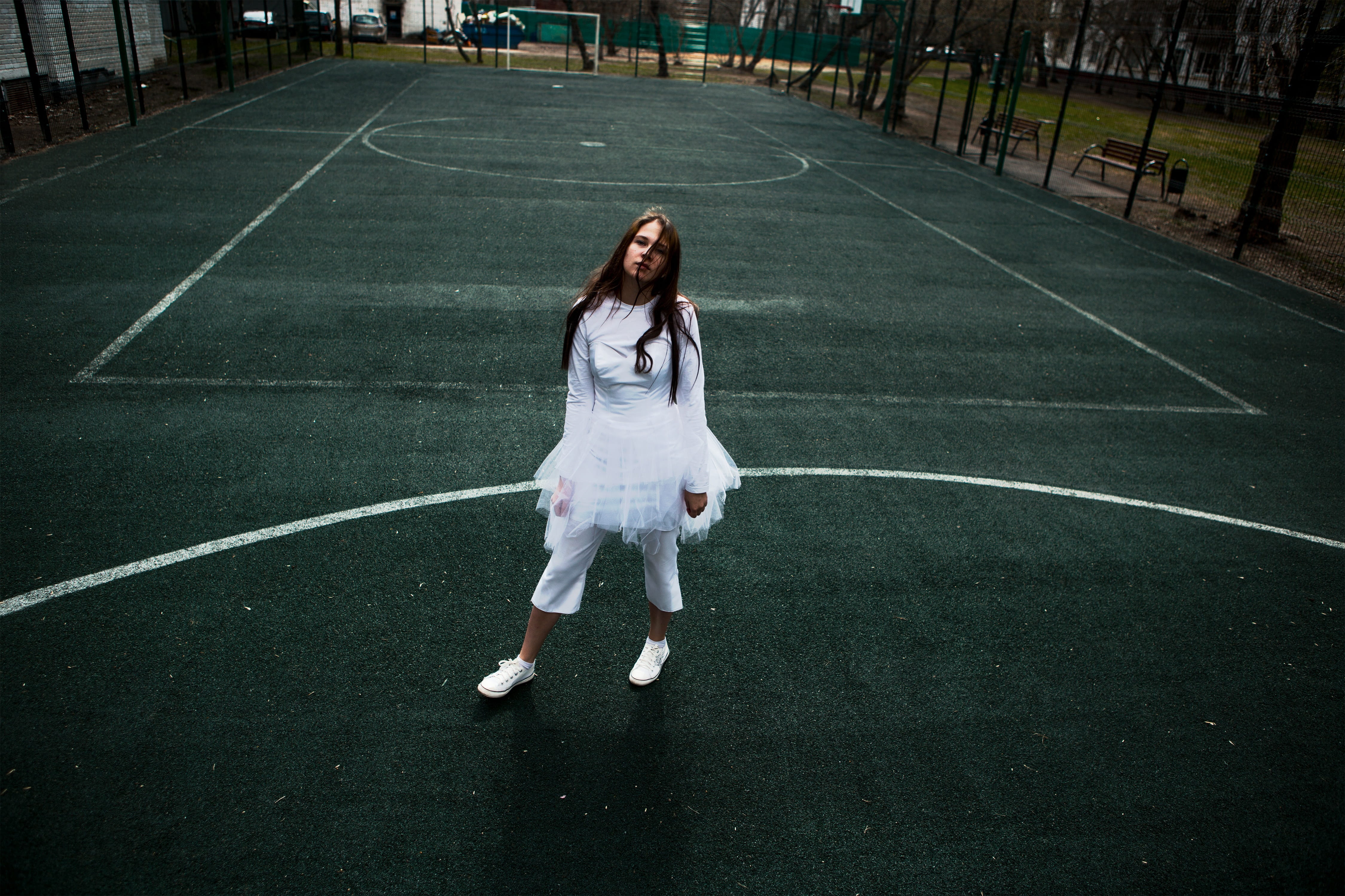 white color, model, hairstyle, city, white, young women, outdoors, posture, games, beautiful woman, one woman only, one person, legs, youth, fun, woman, HD Wallpaper