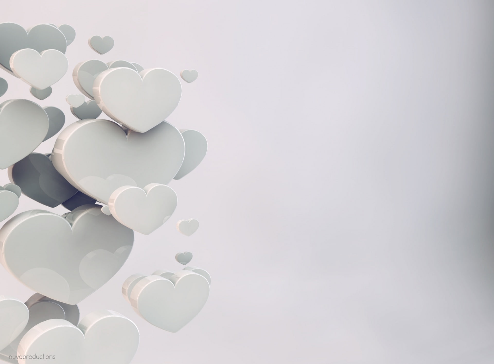 indoors, 1080P, grey, white background, digital, white, shape, heart shape, hearts, Love, valentines day, studio shot, nature, large group of objects, HD Wallpaper