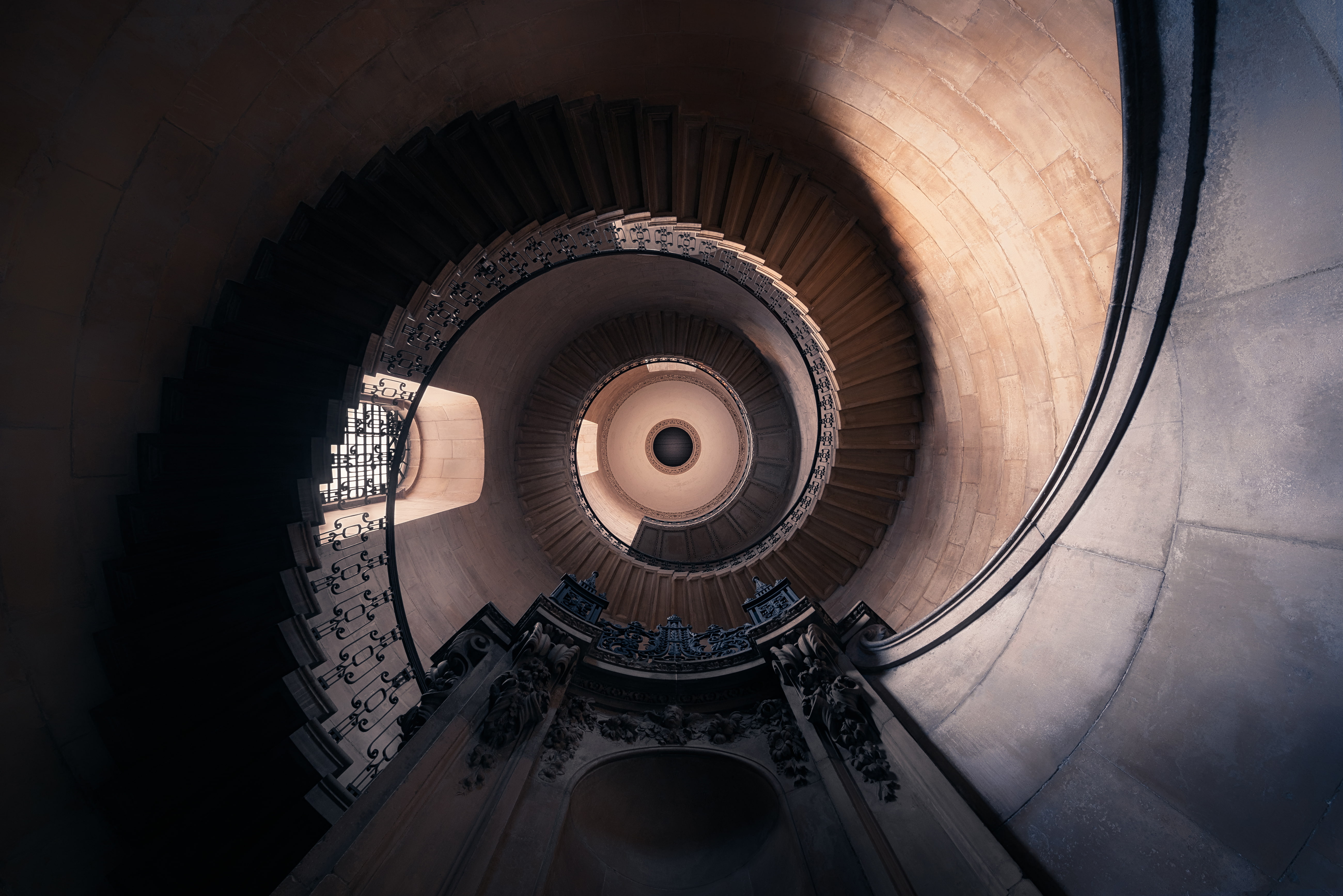 Cathedral, 4K, bottom, Spiral, view, 5K, Tower, stairs, Staircase, HD Wallpaper